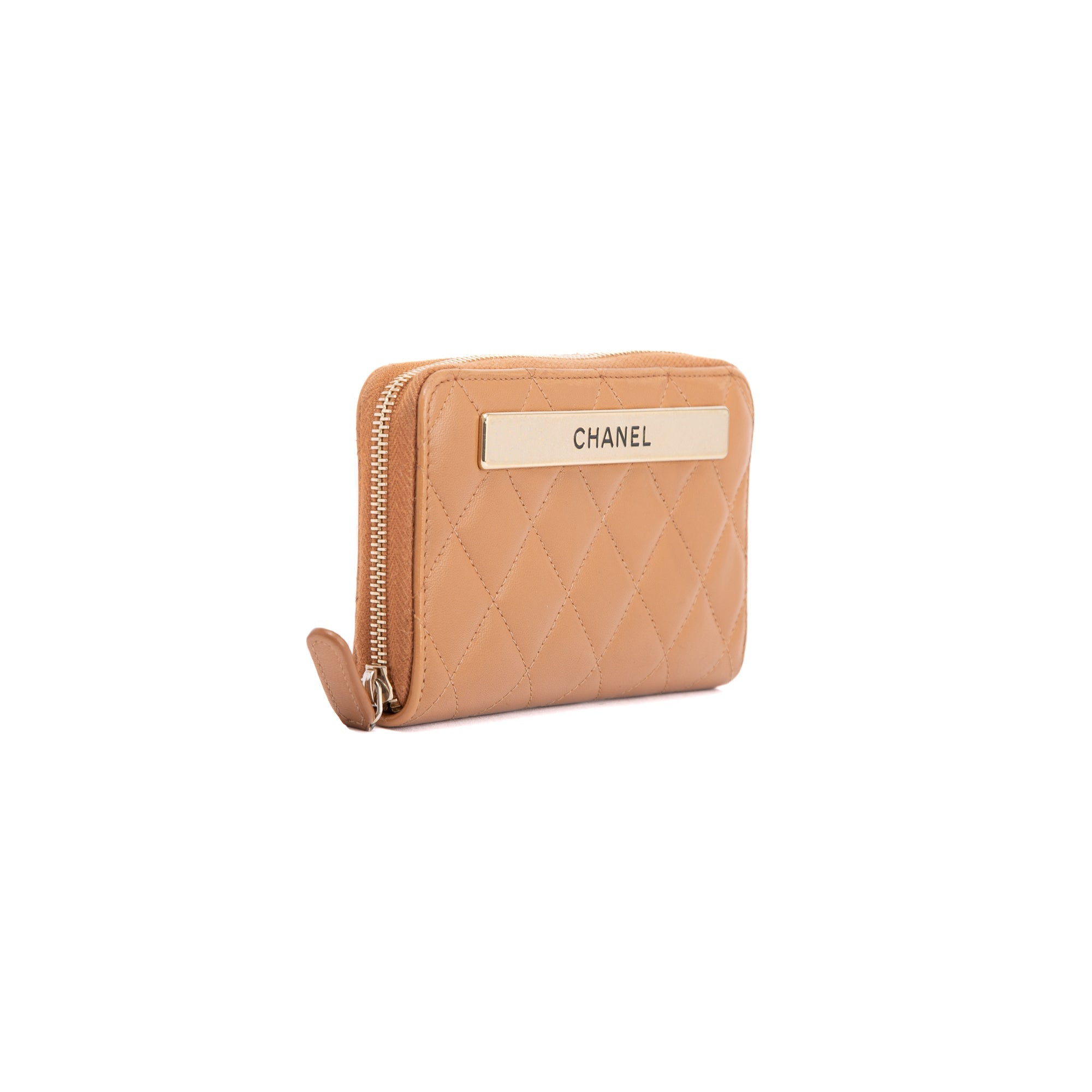 Chanel Beige Lambskin Trendy Zipped Wallet