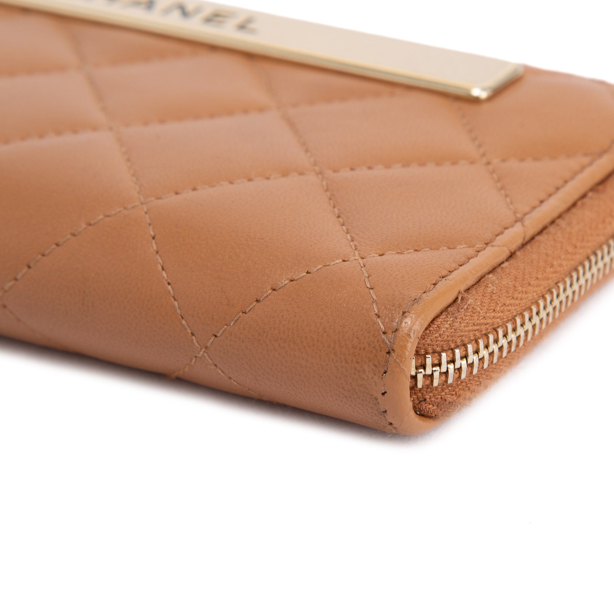 Chanel Beige Lambskin Trendy Zipped Wallet