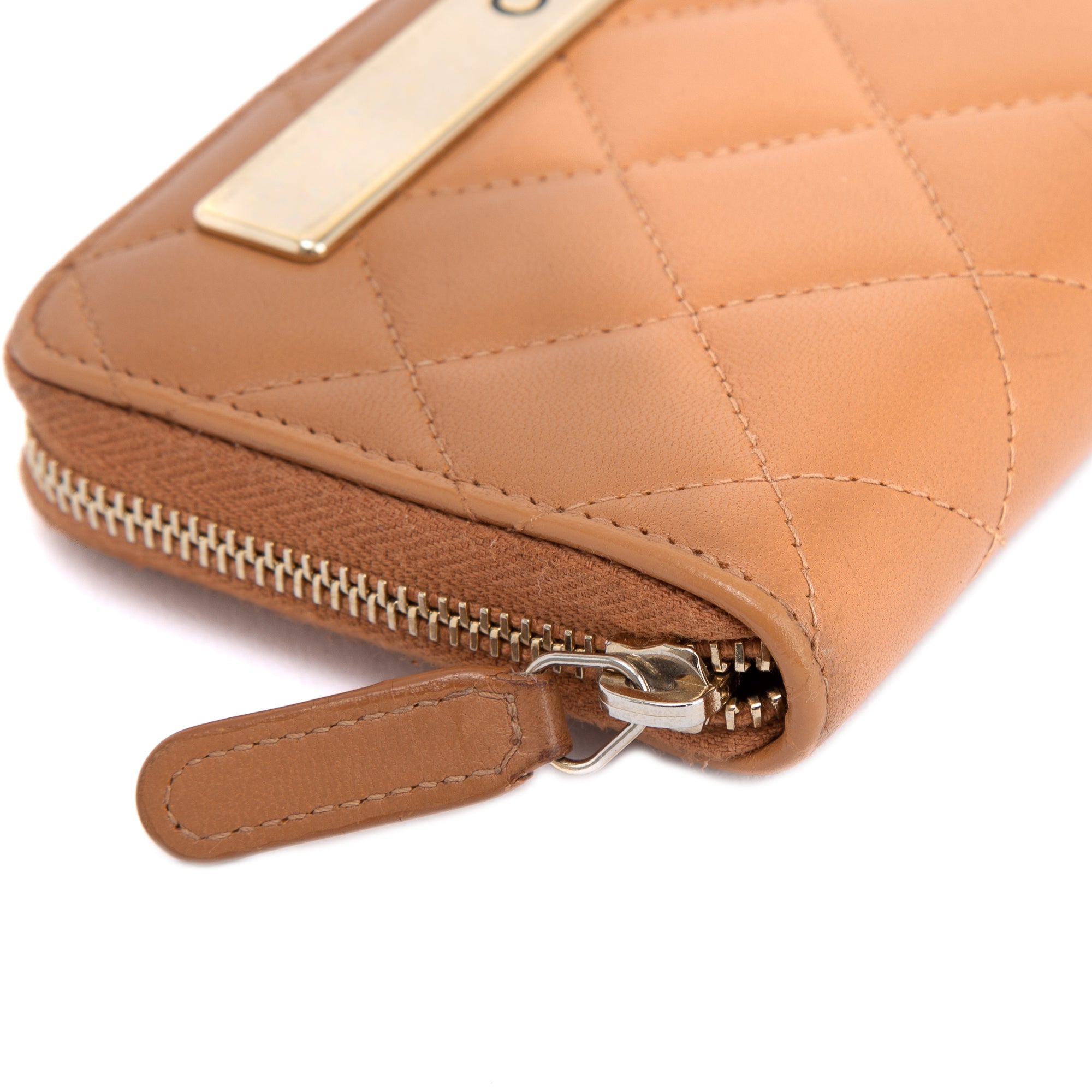 Chanel Beige Lambskin Trendy Zipped Wallet