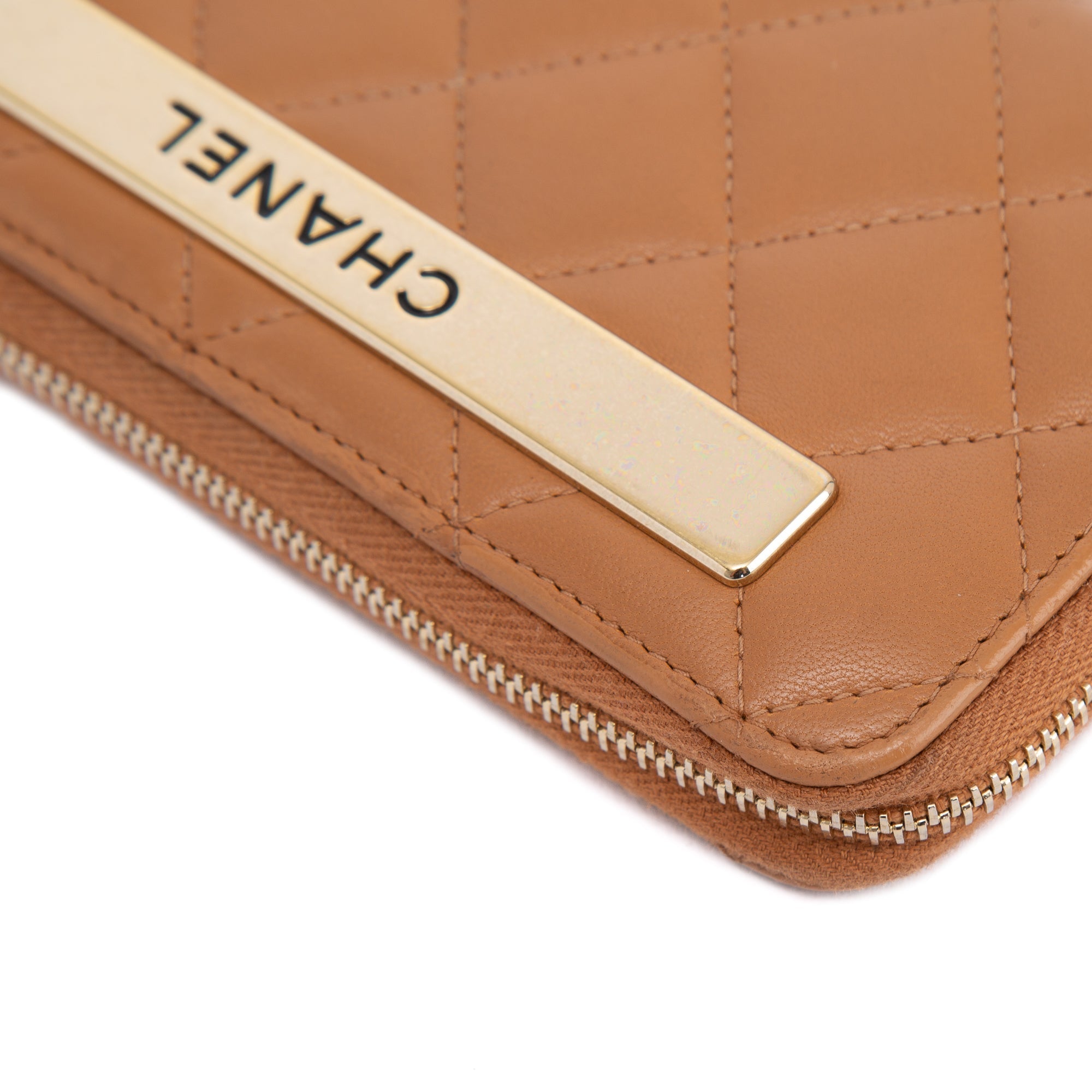 Chanel Beige Lambskin Trendy Zipped Wallet