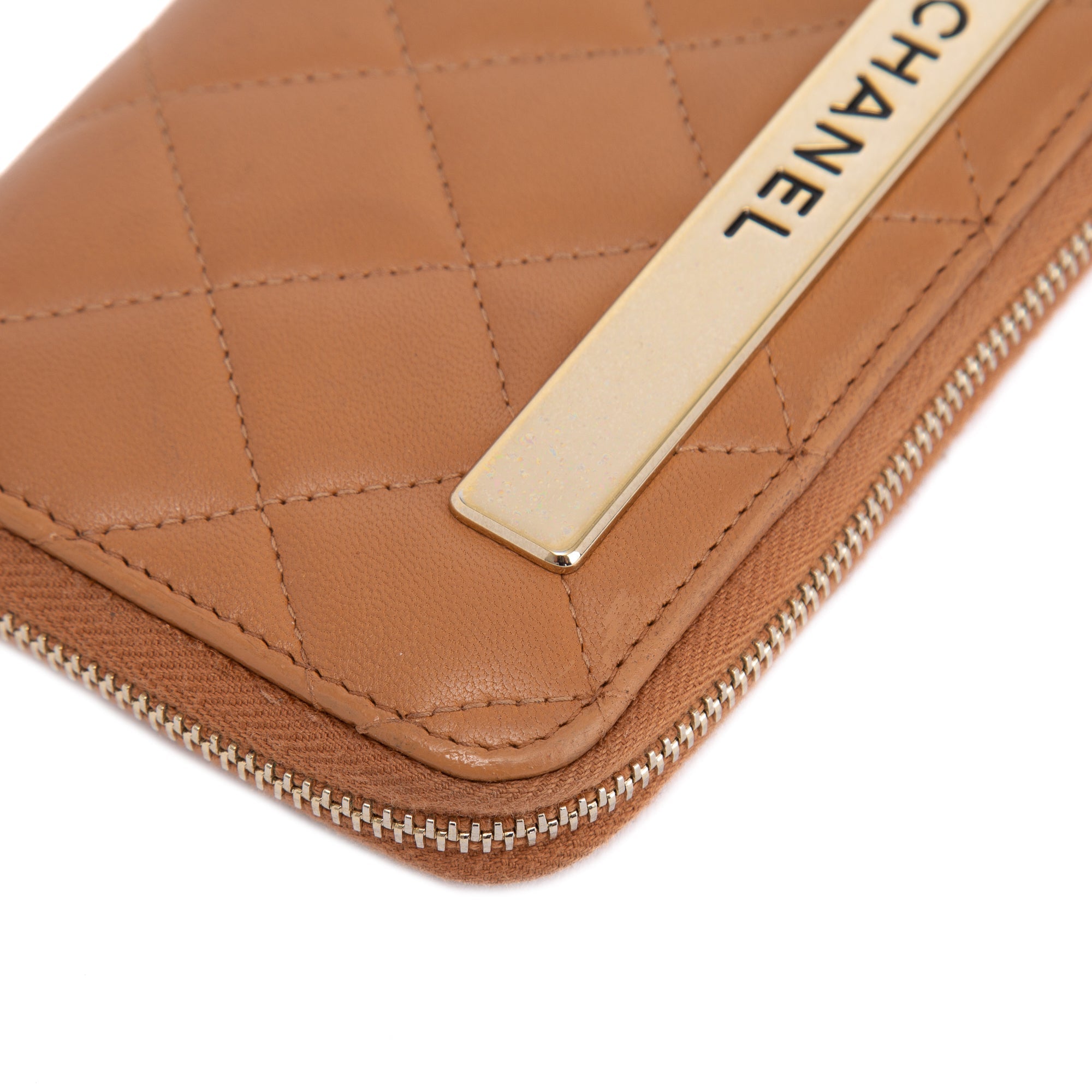 Chanel Beige Lambskin Trendy Zipped Wallet