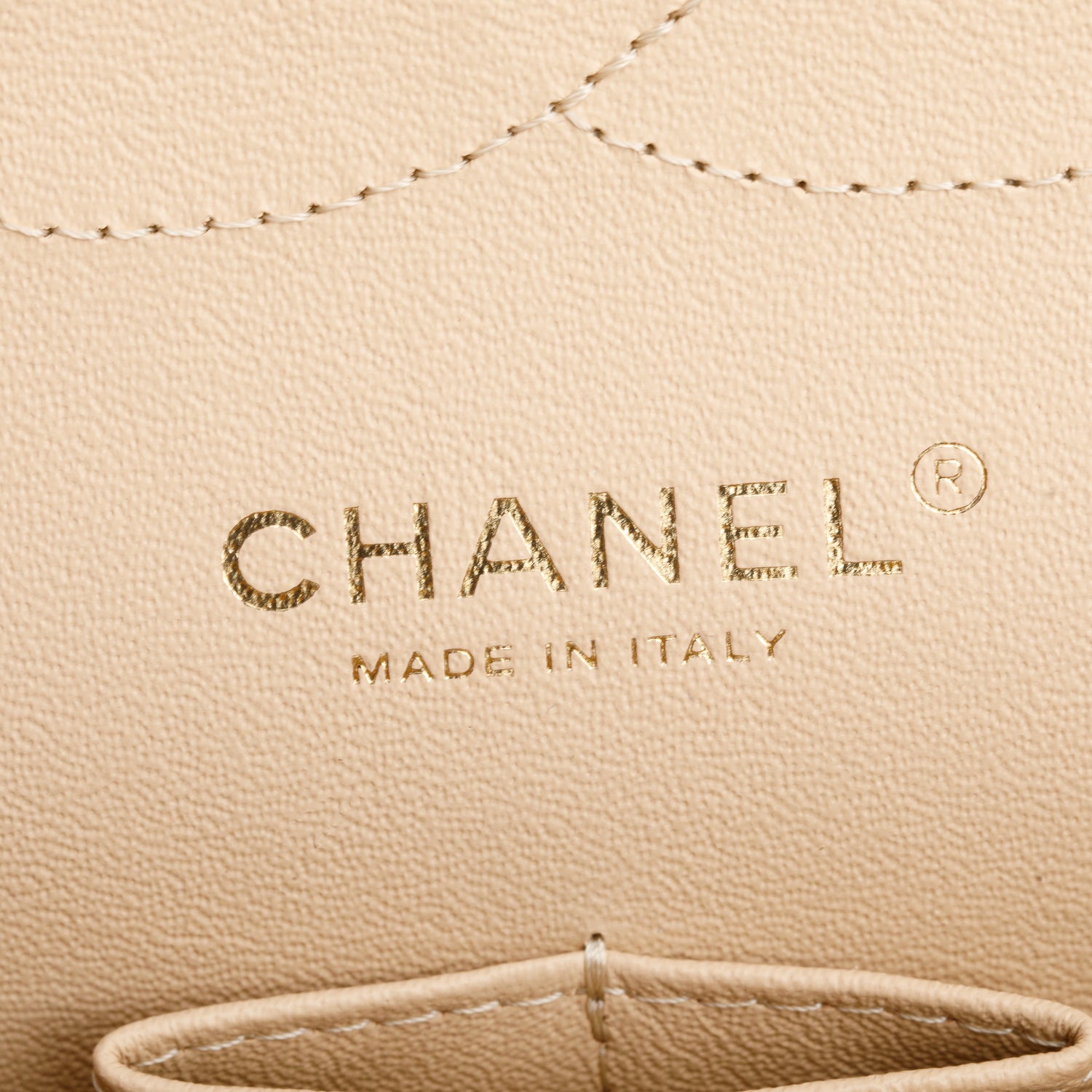 Chanel Beige Quilted Caviar Leather Classic Jumbo Double Flap Bag w/ Authenticity Card