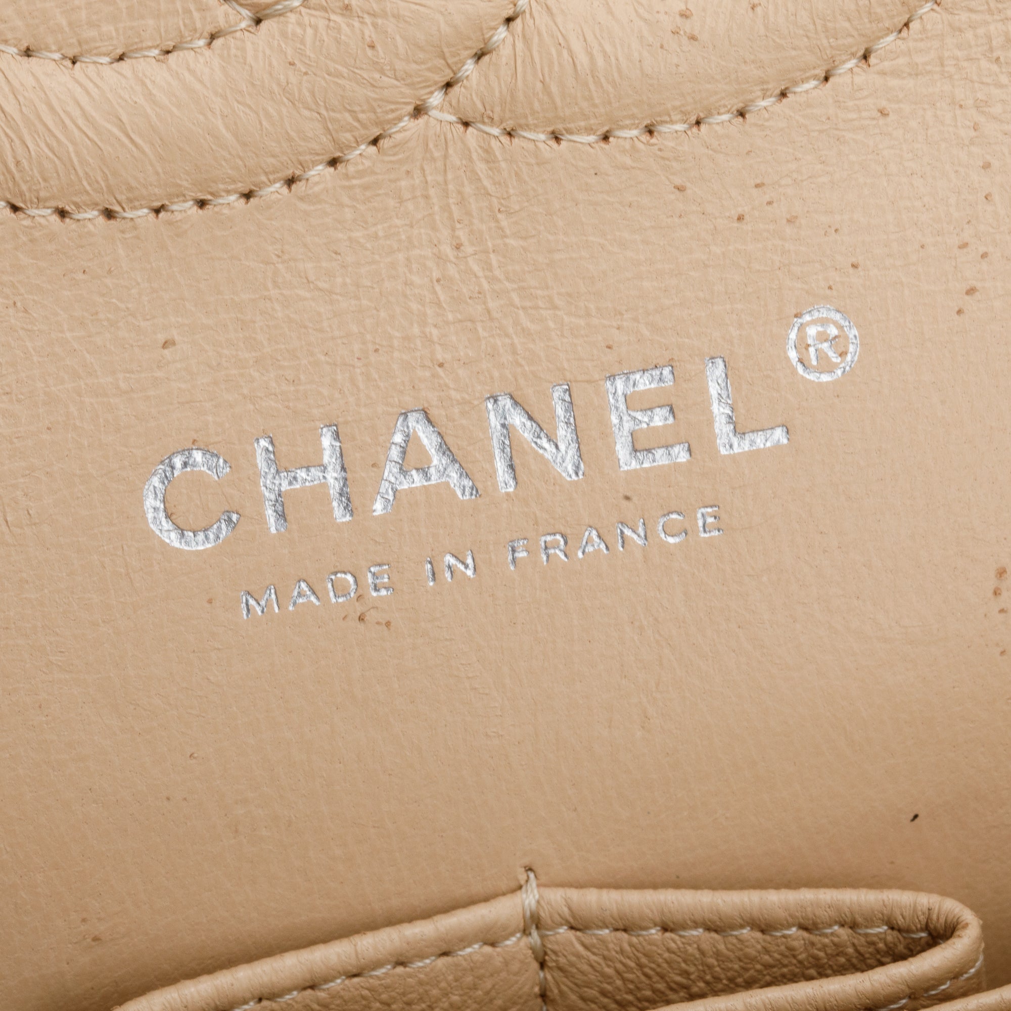 Chanel Beige Quilted Caviar Leather Classic Medium Double Flap Bag