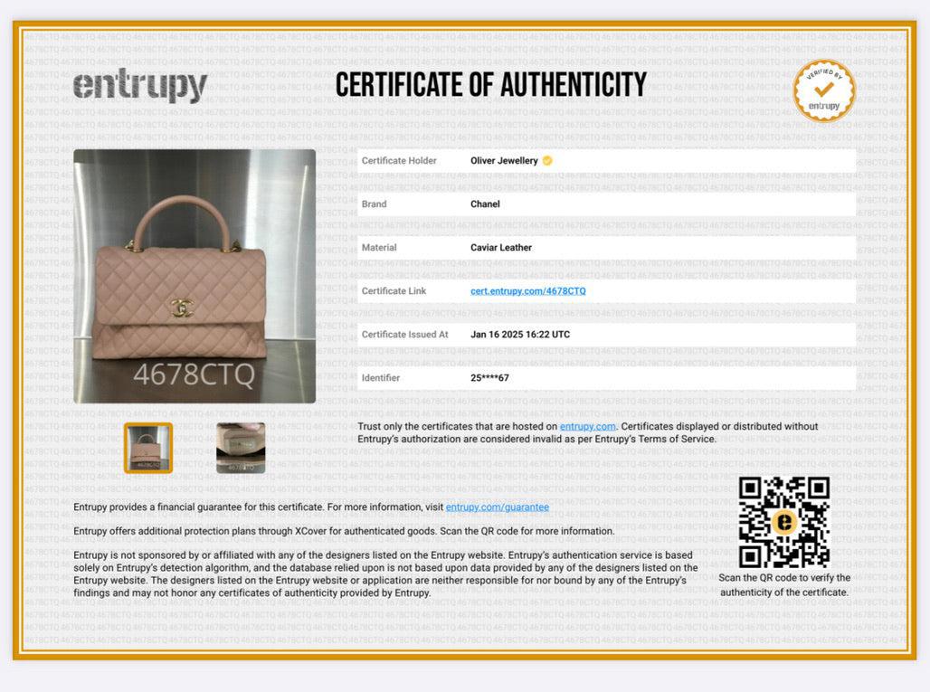 Chanel Beige Quilted Caviar Leather Large Coco Handle Bag w/ Strap & Authenticity Card