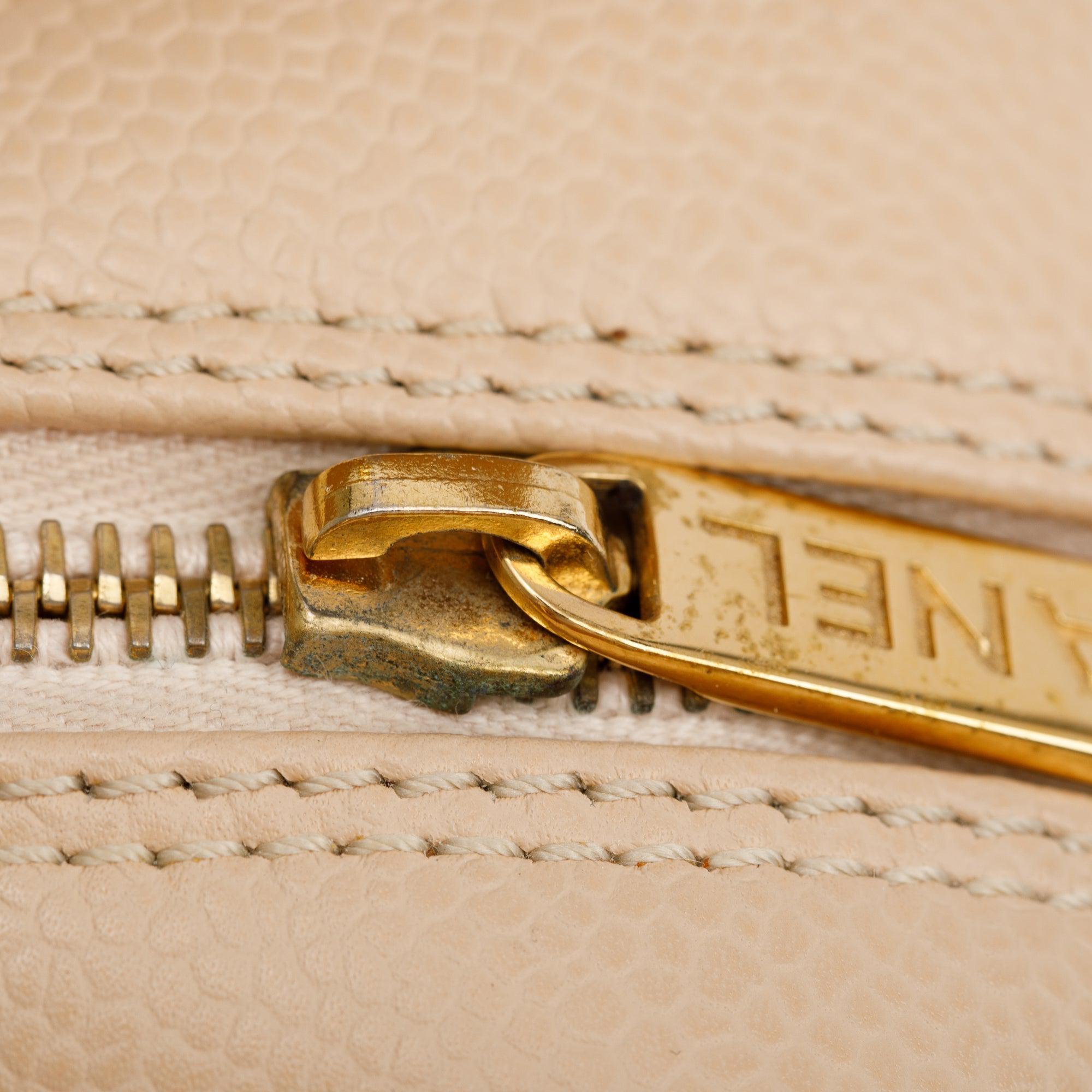 Chanel Beige Quilted Caviar Leather Petit Timeless Tote w/ Box & Authenticity Card