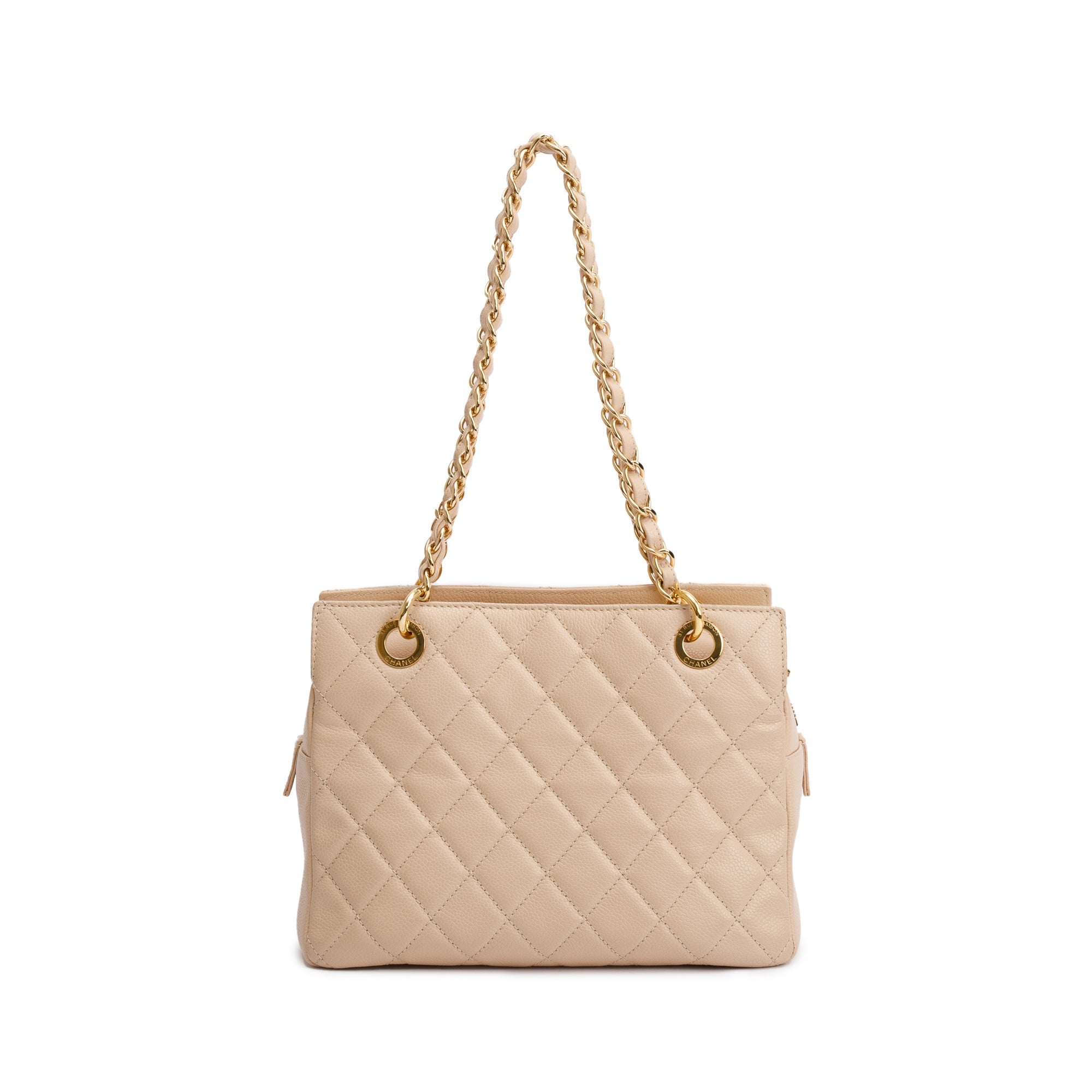 Chanel Beige Quilted Caviar Leather Petit Timeless Tote w/ Box & Authenticity Card