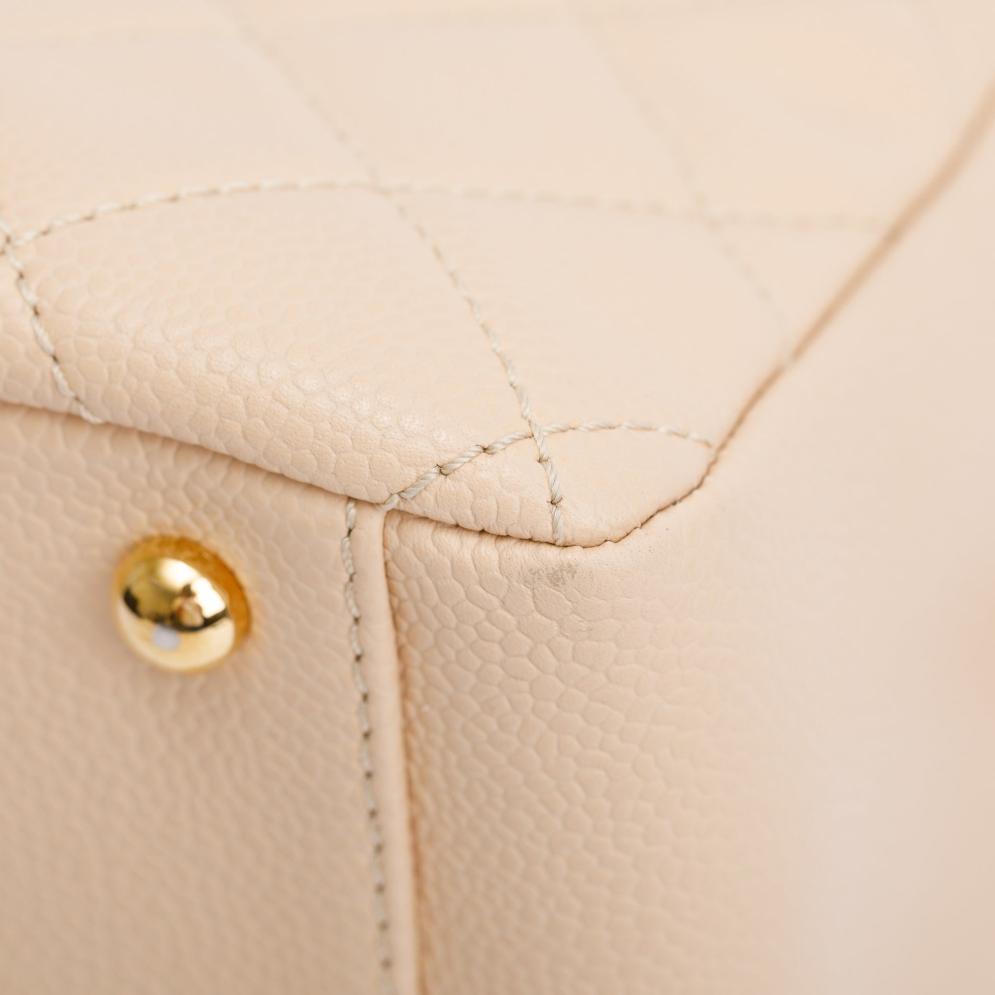 Chanel Beige Quilted Caviar Leather Petit Timeless Tote w/ Box & Authenticity Card
