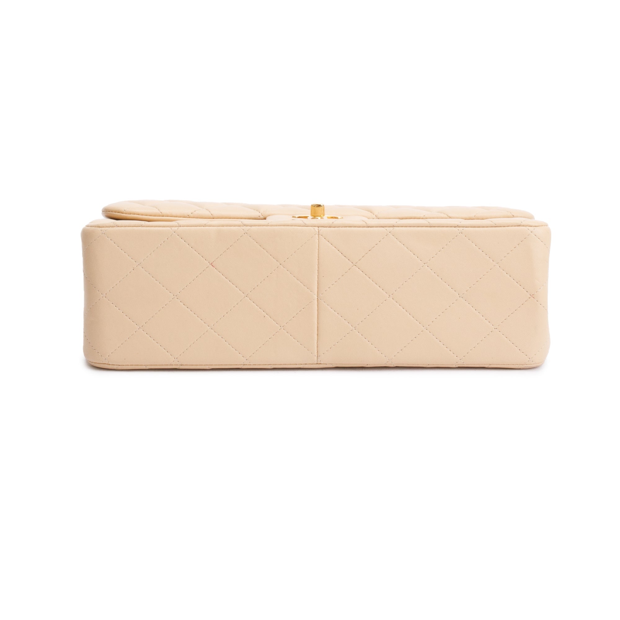 Chanel Beige Quilted Lambskin Leather Classic Jumbo Double Flap Bag w/ Authenticity Card