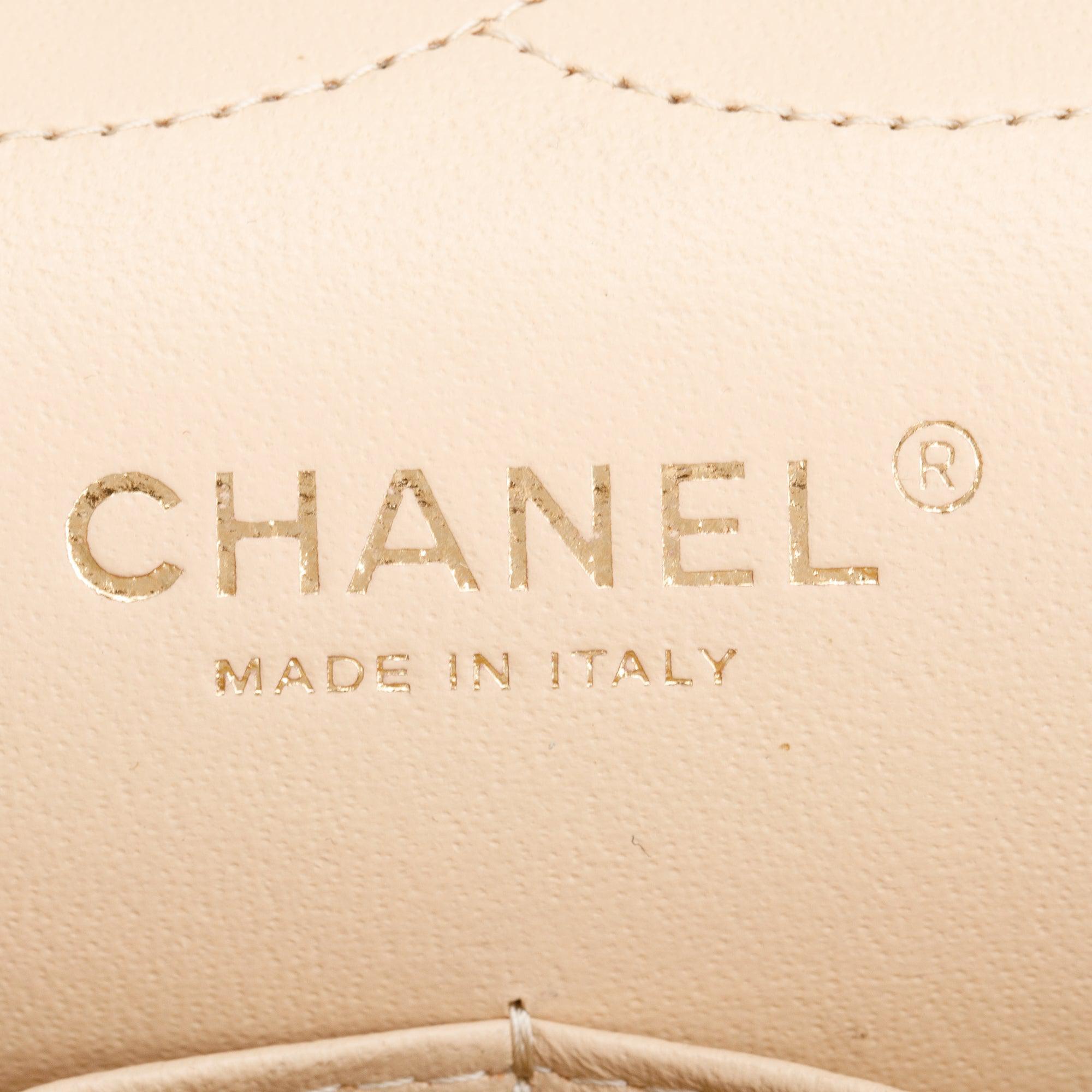 Chanel Beige Quilted Lambskin Leather Classic Jumbo Double Flap Bag w/ Authenticity Card