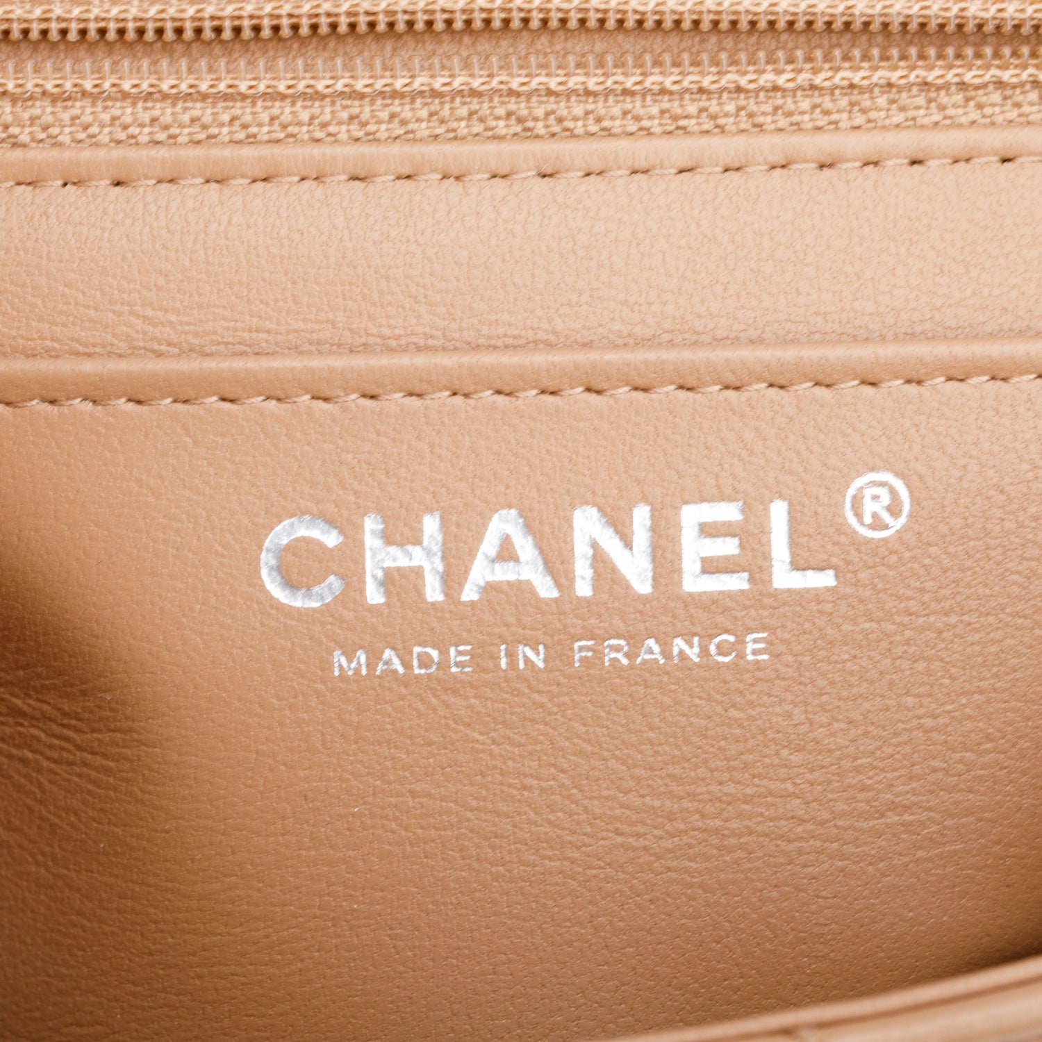 Chanel Beige Quilted Lambskin Leather Classic Mini Rectangular Flap Bag w/ Box