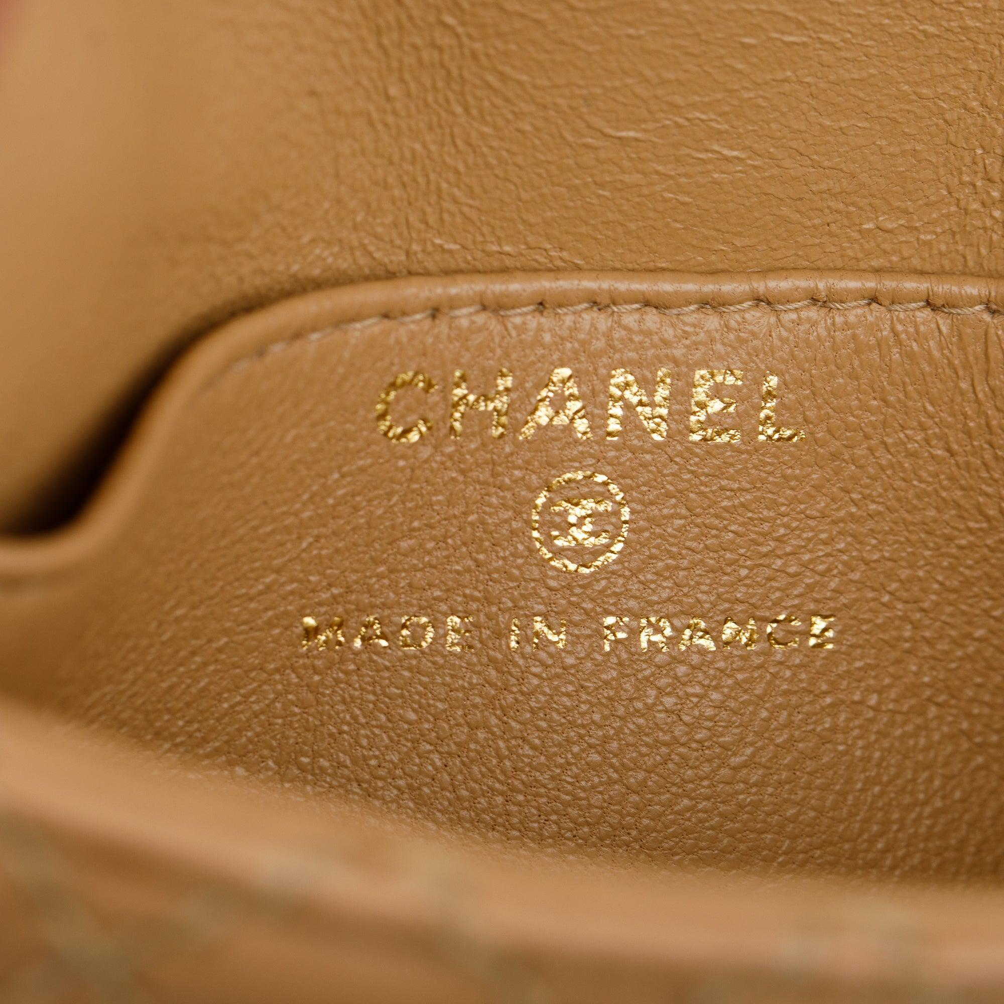 Chanel Beige Quilted Lambskin Leather Mini Flap Key Ring Bag Charm w/ Box