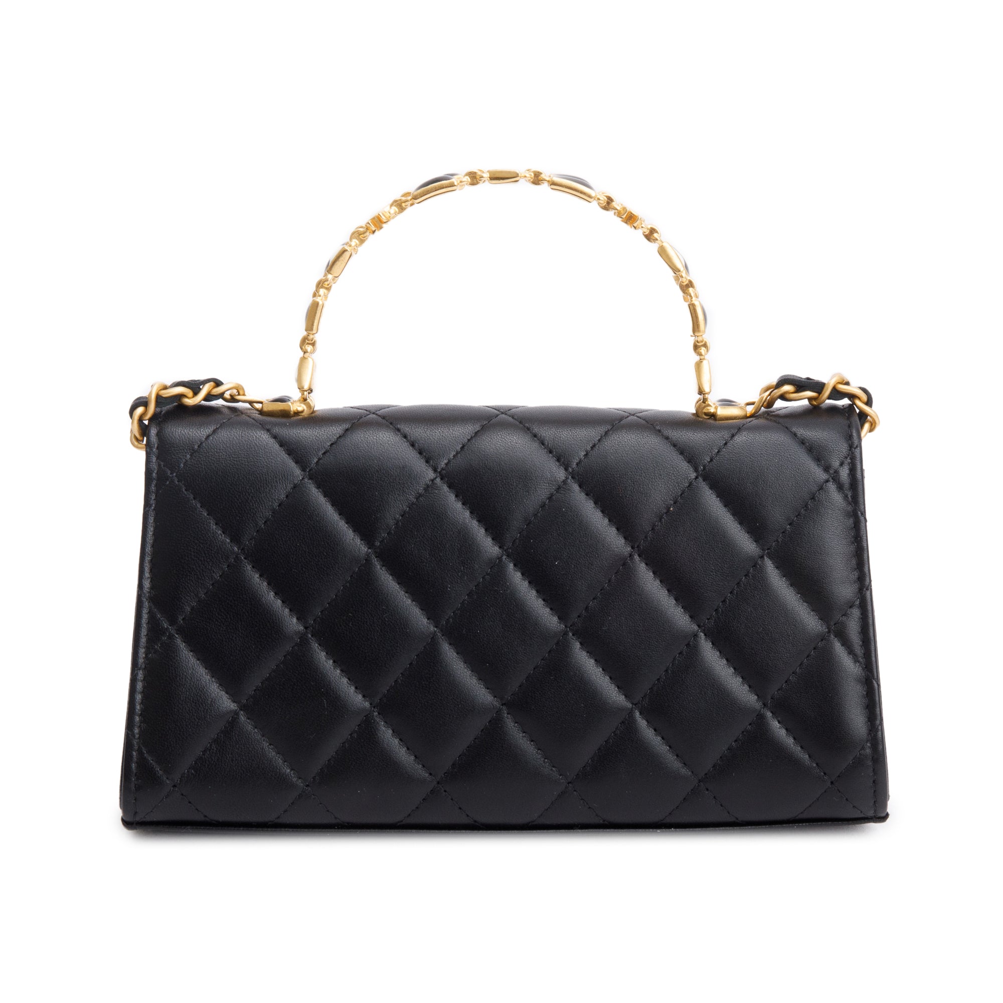 Chanel Black 2023 Lambskin Enamel Top Handle Phone Holder