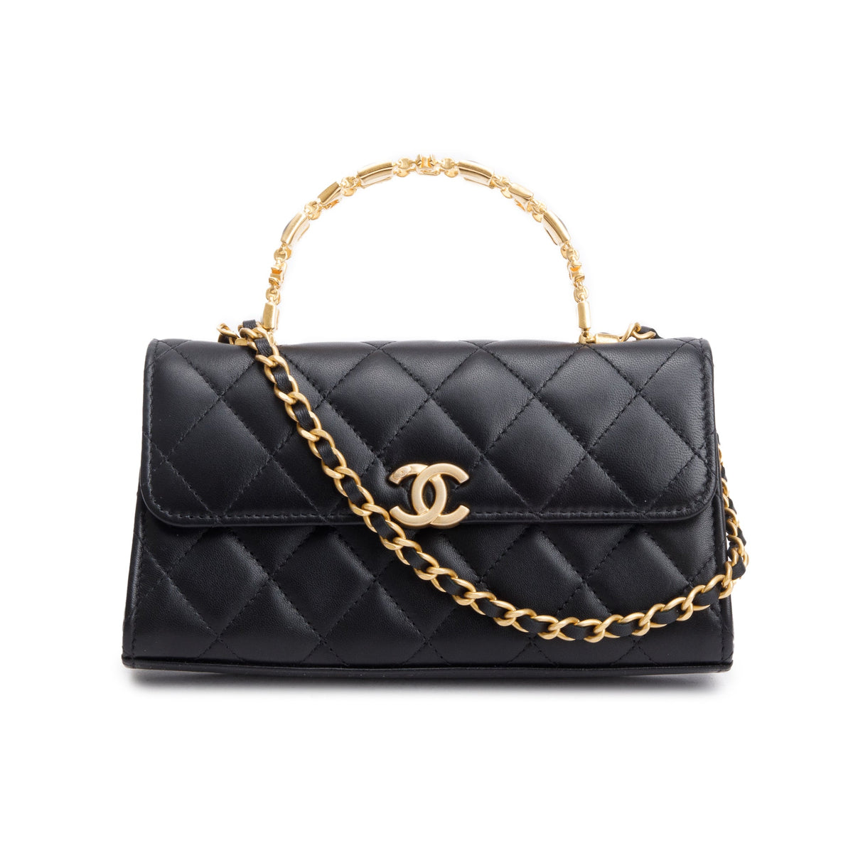 Chanel Black 2023 Lambskin Enamel Top Handle Phone Holder – OLIVER'S