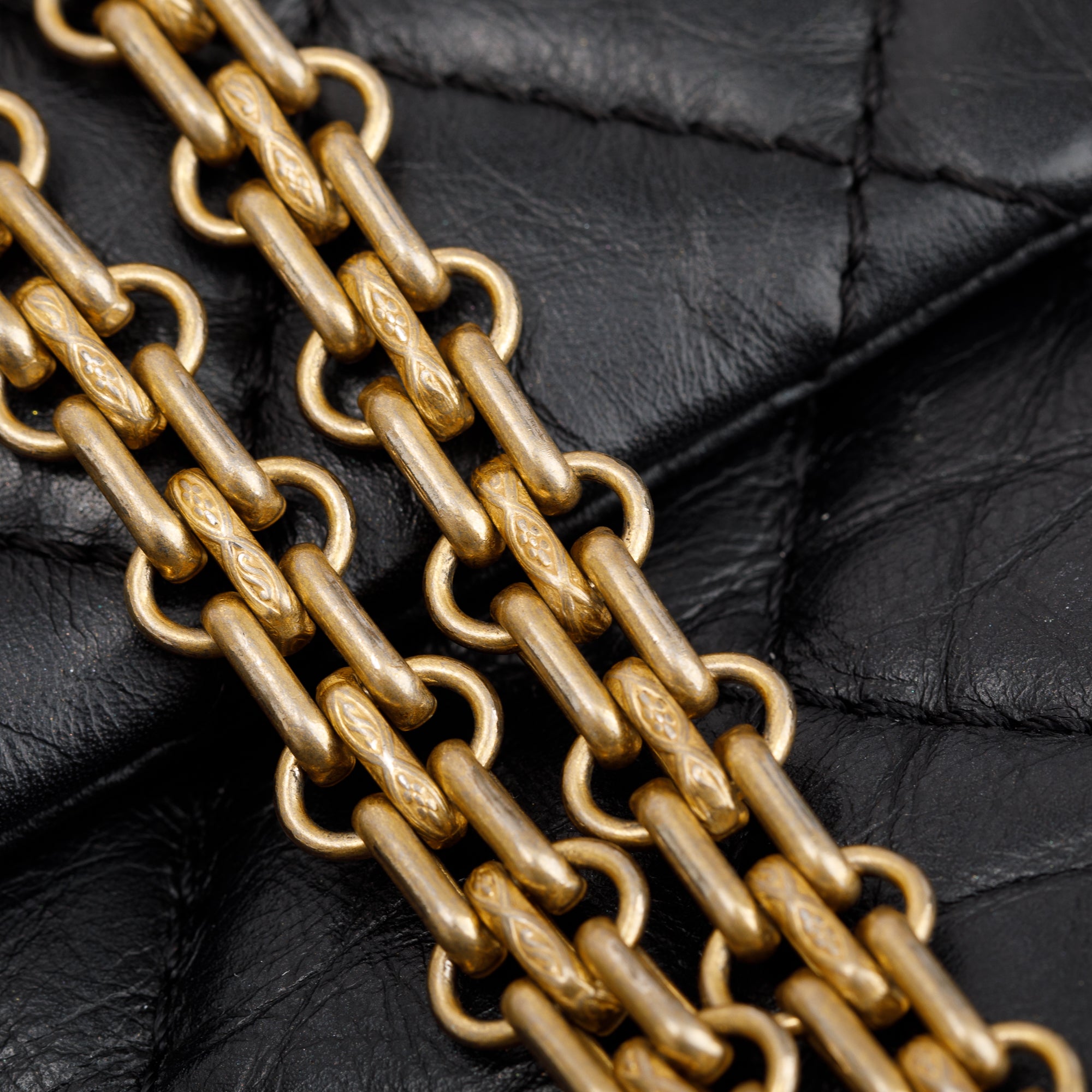 Chanel Black Aged Calfskin Leather 2.55 Reissue 226 Double Flap Bag w/ Box & Authenticity Card