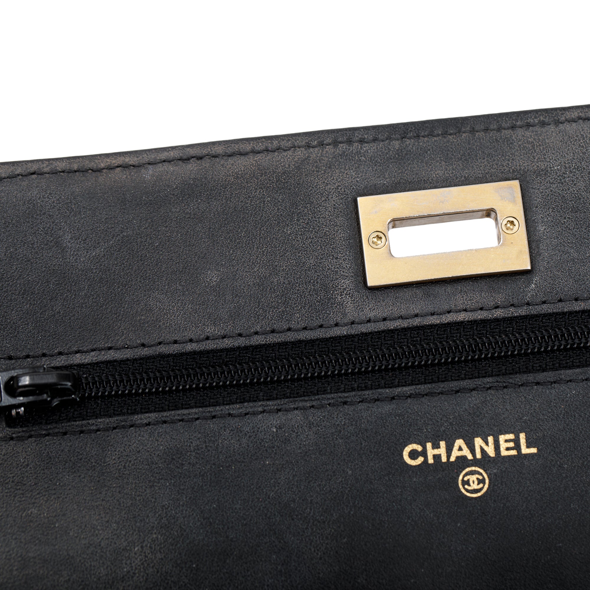 Chanel Black Aged Calfskin Leather Reissue Wallet on Chain w/ Box, Receipt & Authenticity Card