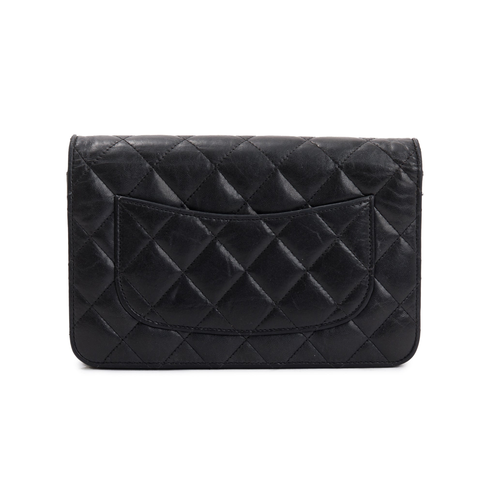 Chanel Black Aged Calfskin Leather Reissue Wallet on Chain w/ Box, Receipt & Authenticity Card