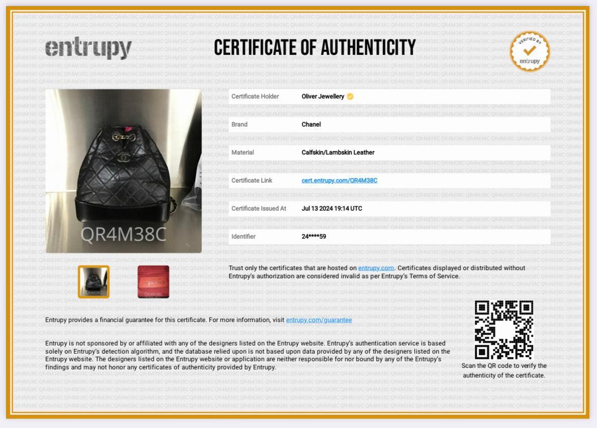 Chanel Black Aged Calfskin Leather Small Gabrielle Backpack w/ Authenticity Card