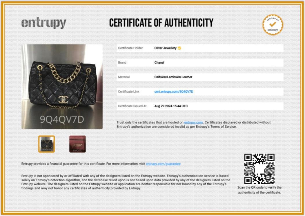 Chanel Black Aged Calfskin Leather Small Pondicherry Flap Bag