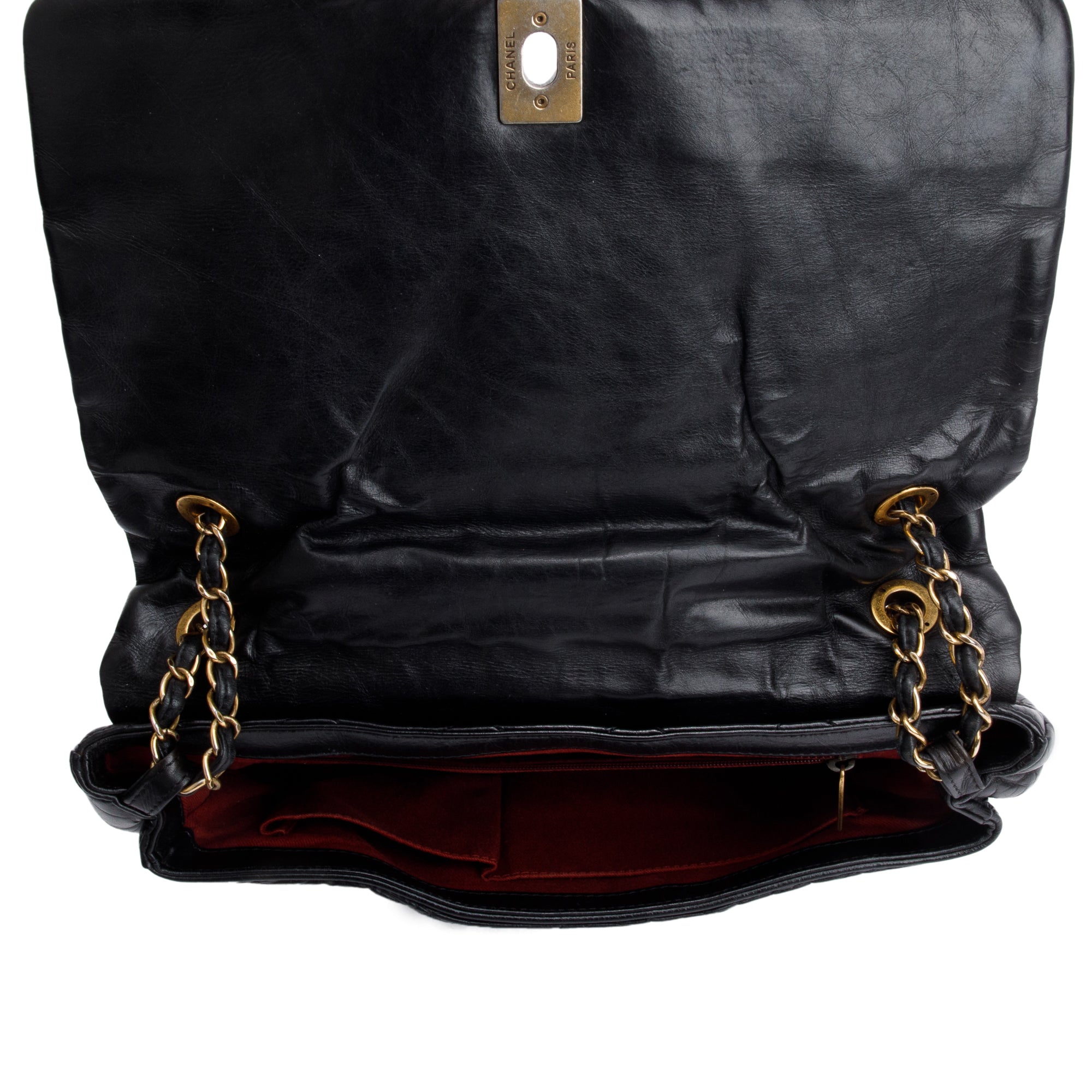 Chanel Black Aged Calfskin Leather Small Pondicherry Flap Bag