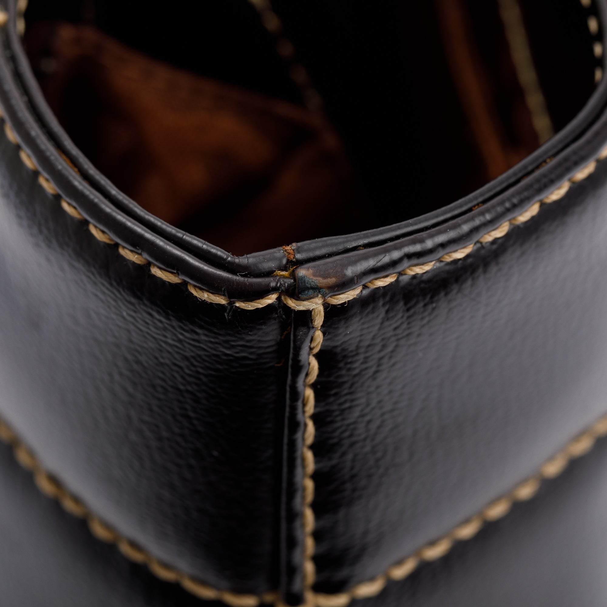 Chanel Black Cafskin Leather Wild Stitch Choco Bar Tote