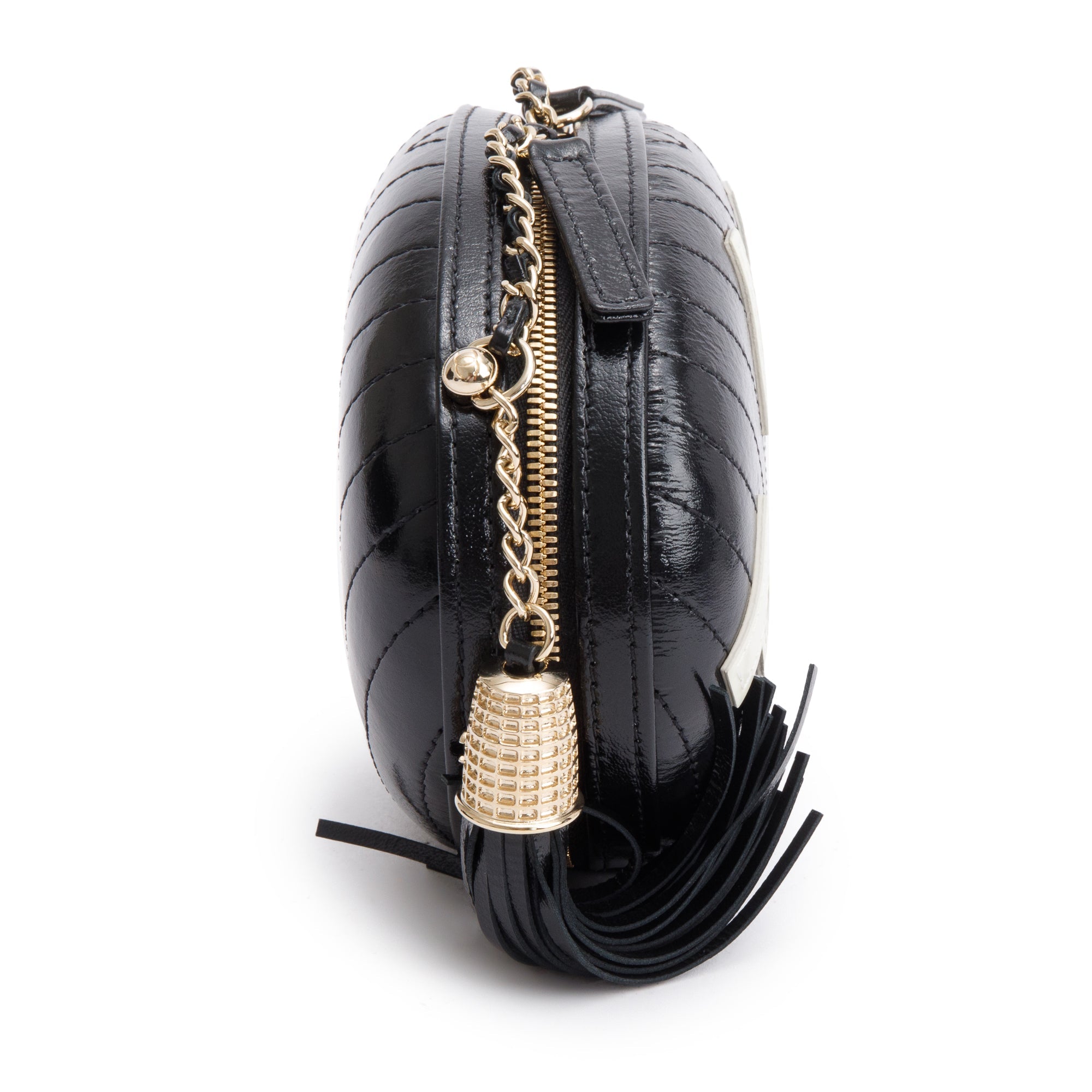 Chanel Black Calfskin Leather La Pausa Tassel Clutch Crossbody Bag w/ Authenticity Card