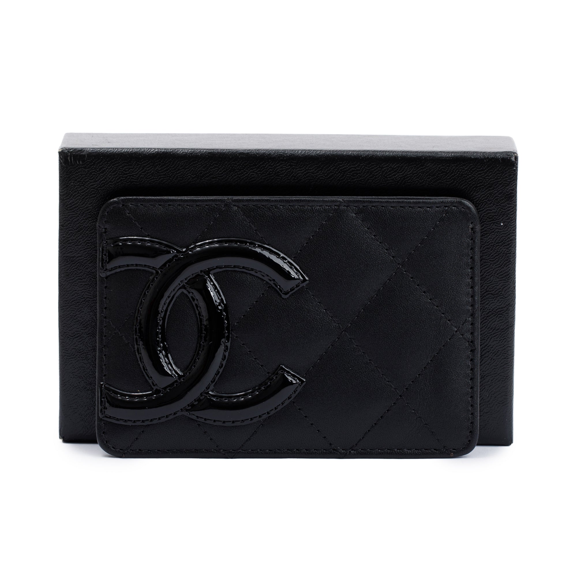 Chanel Black Calfskin Leather Ligne Cambon Card Holder w/ Box & Authenticity Card