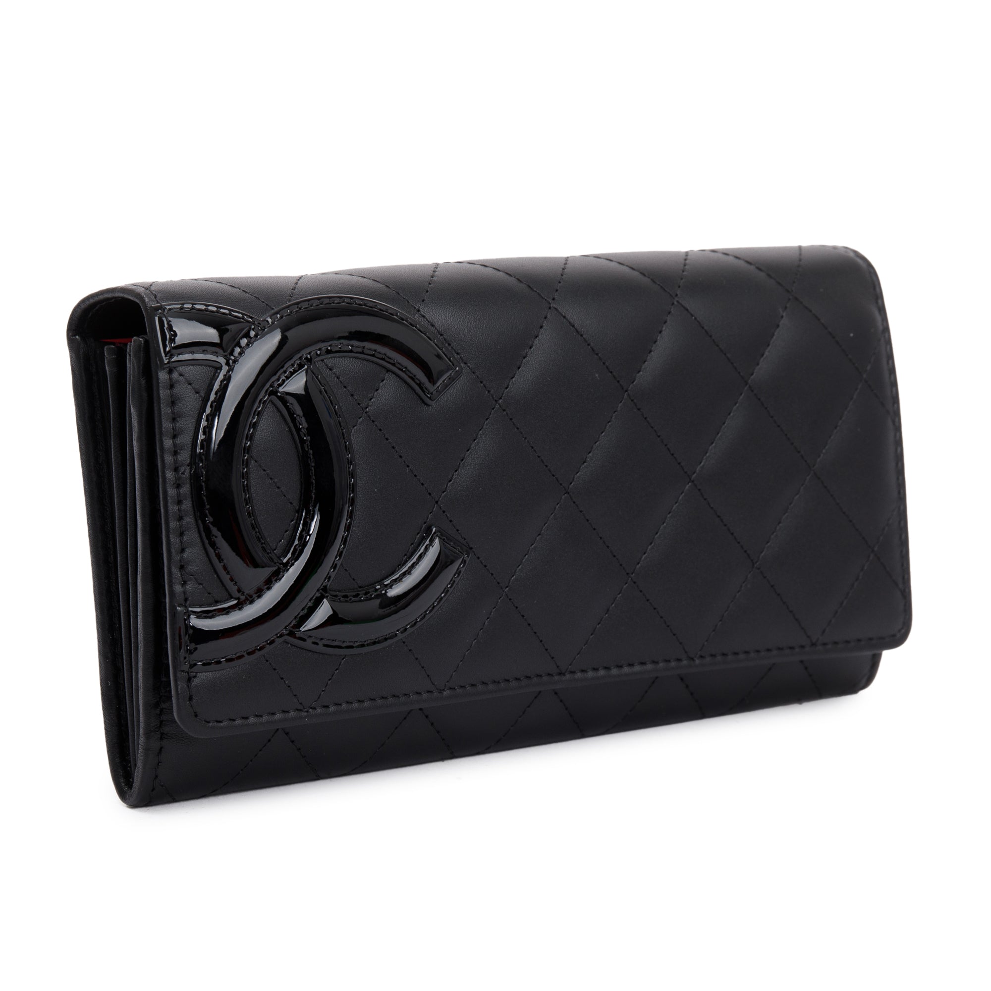 Chanel Black Calfskin Leather Ligne Cambon Continental Flap Wallet w/ Box & Authenticity Card