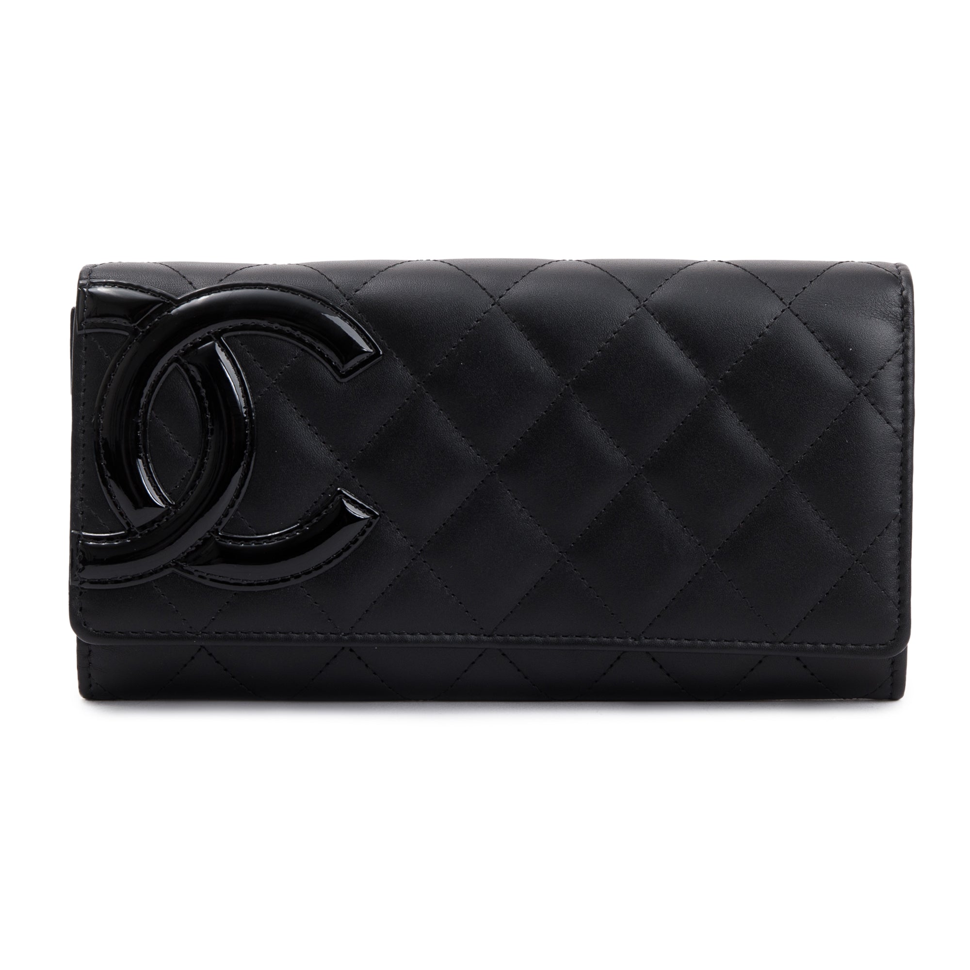 Chanel Black Calfskin Leather Ligne Cambon Continental Flap Wallet w/ Box & Authenticity Card
