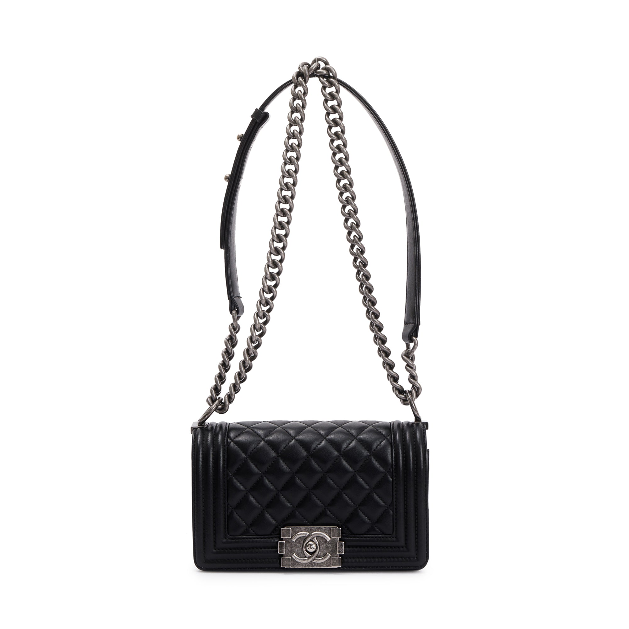 Chanel Black Calfskin Leather Small Boy Bag w/ Box & Authenticity Card