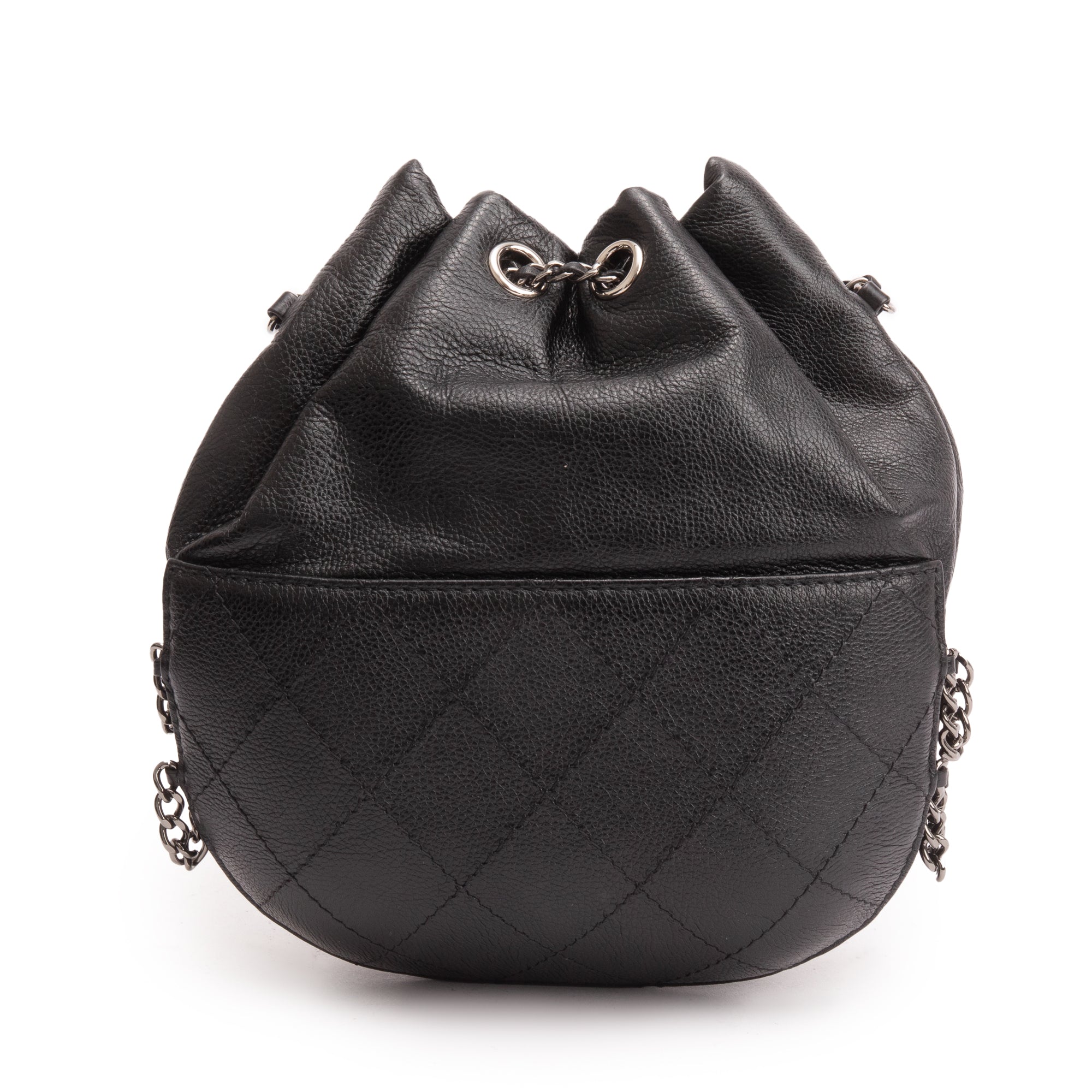 Chanel Black Calfskin Leather Small Gabrielle Bucket Purse w/ Box & Authenticity Card