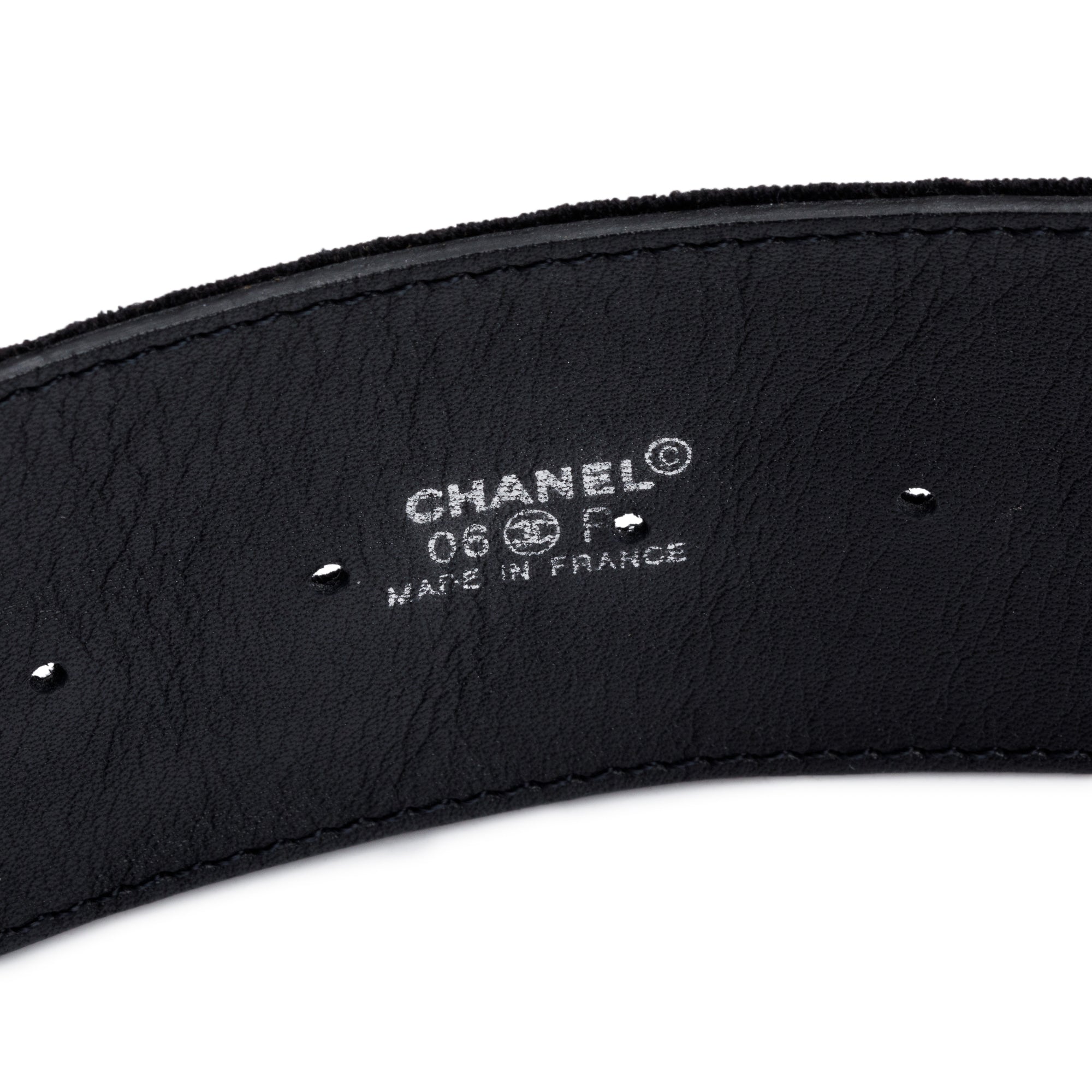 Chanel Black Canvas Sequin CC Wide Belt 80 32