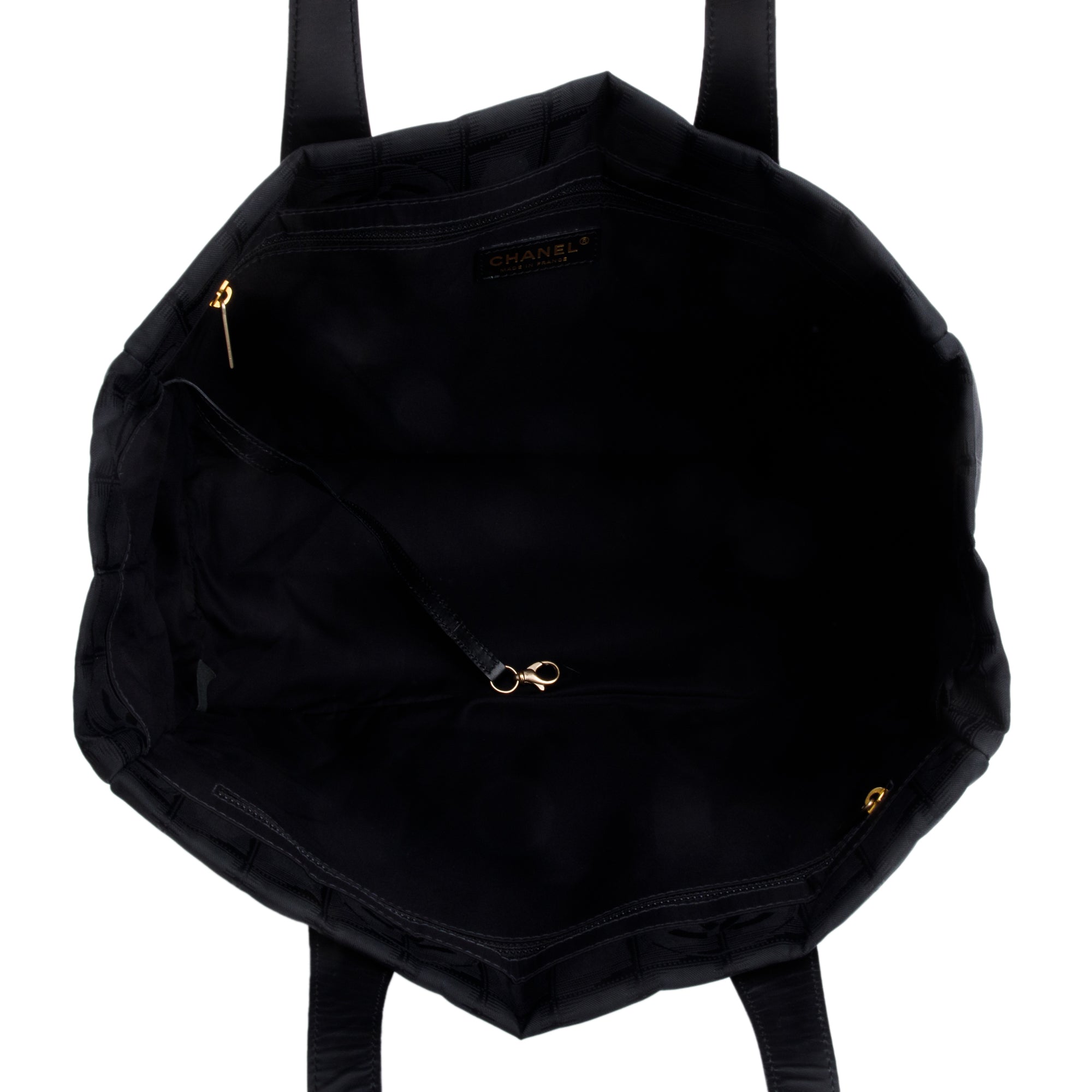 Chanel Black Canvas Travel Ligne Tote