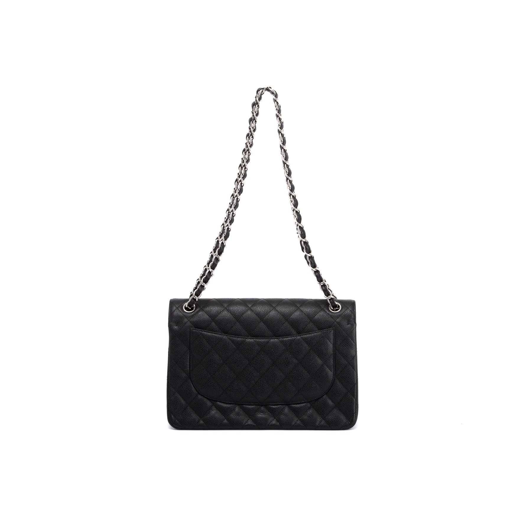 Chanel Black Caviar Classic Jumbo Double Flap Bag w/ Box