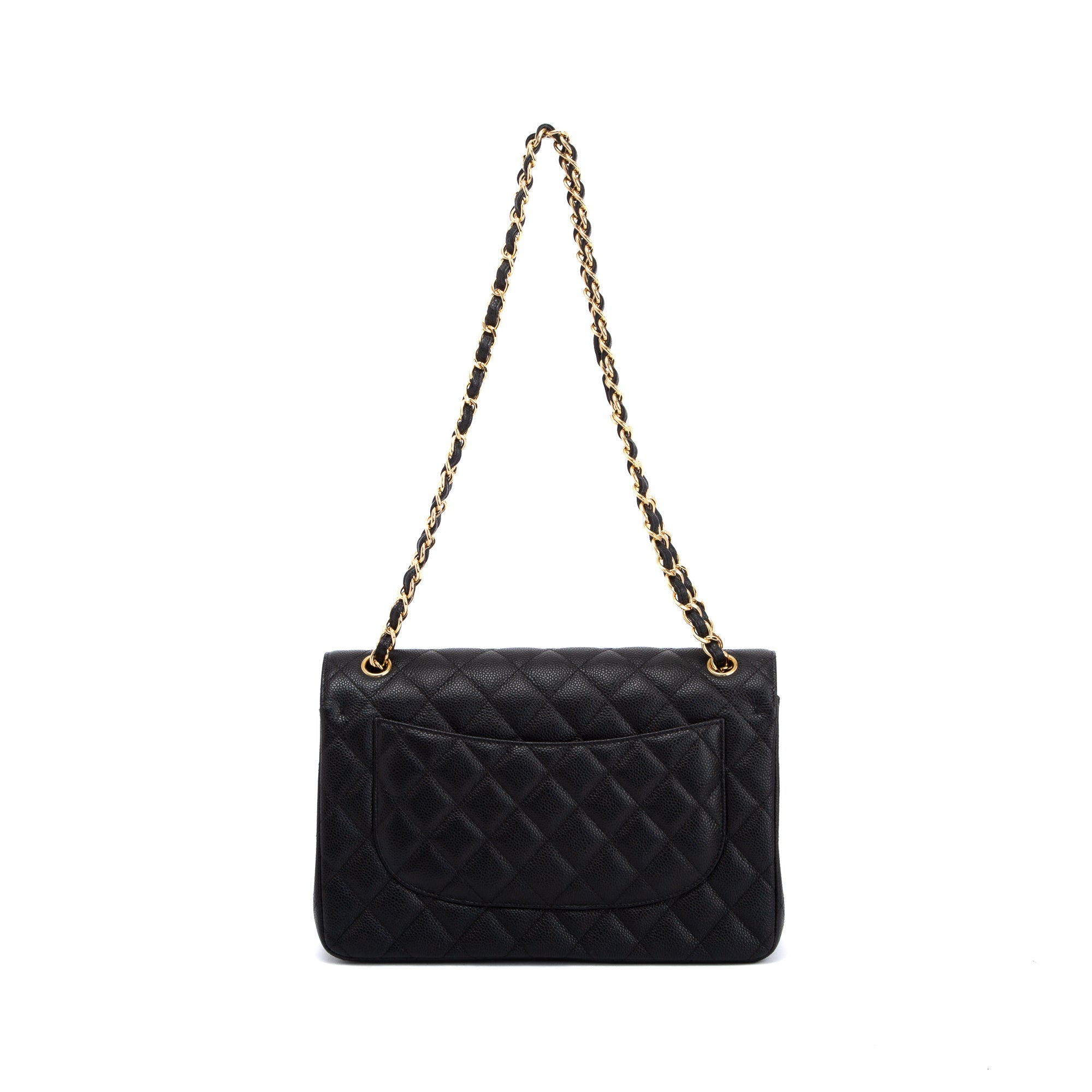 Chanel Black Caviar Classic Jumbo Double Flap Bag w/ Box