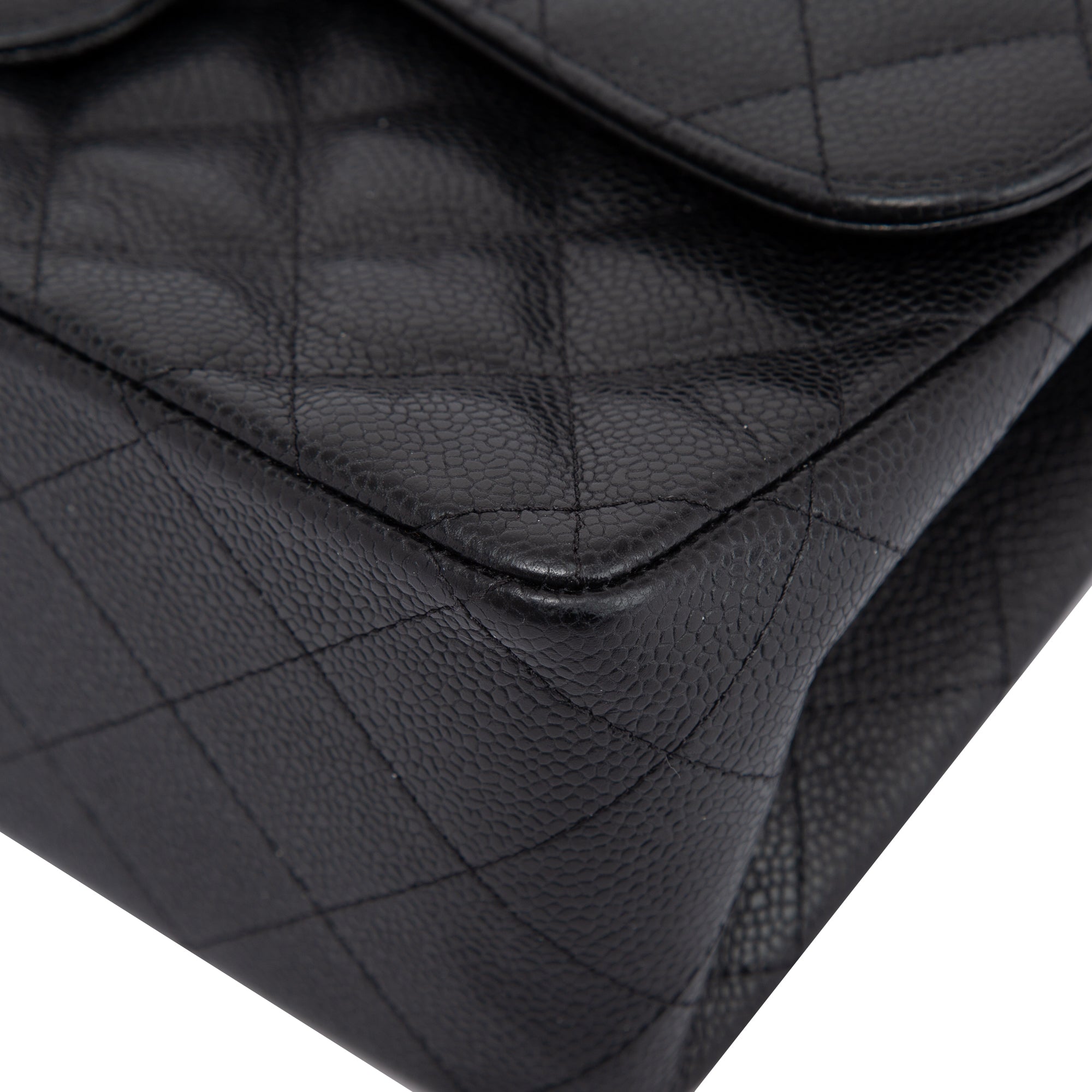 Chanel Black Caviar Classic Jumbo Double Flap Bag w/ Box