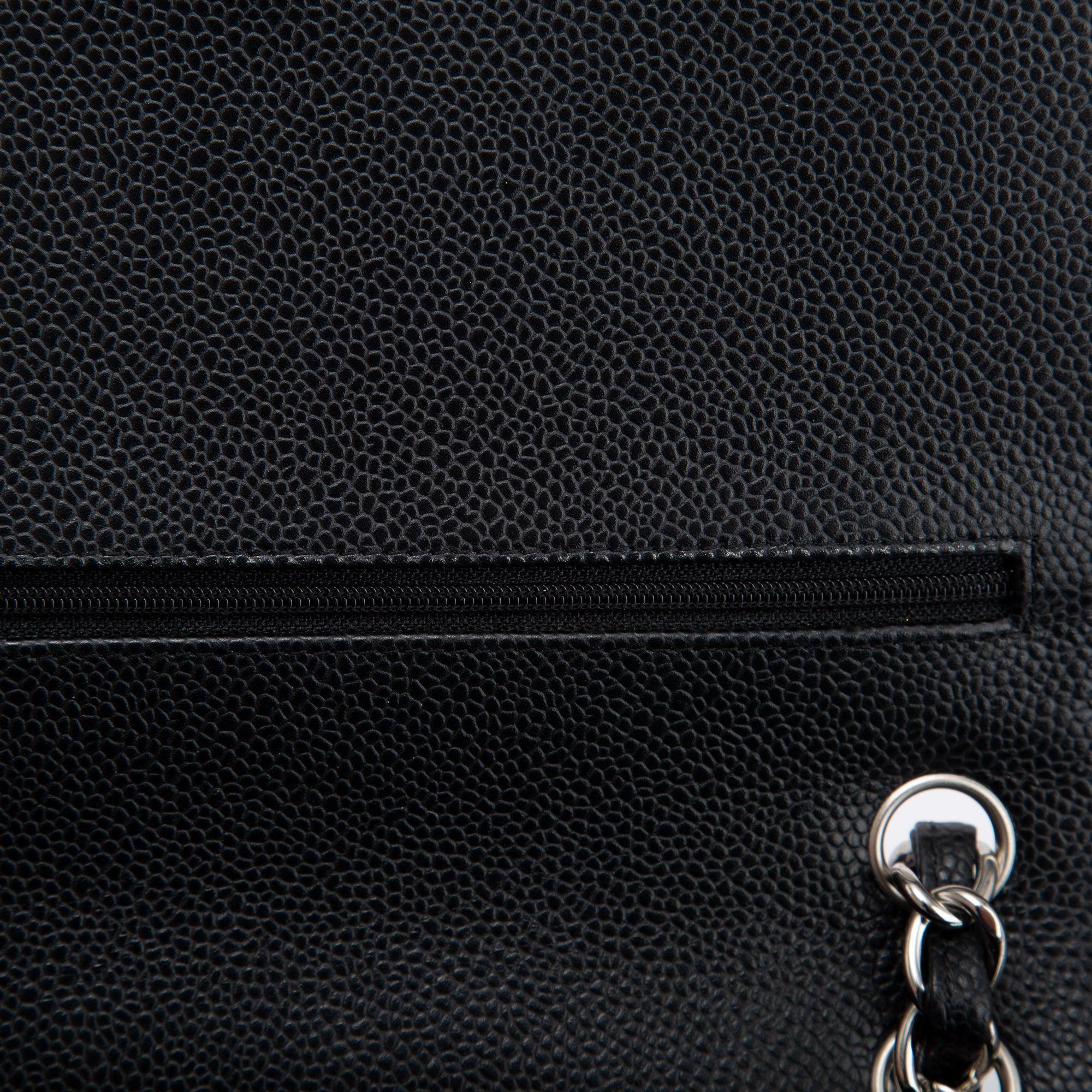 Chanel Black Caviar Classic Jumbo Double Flap Bag w/ Box