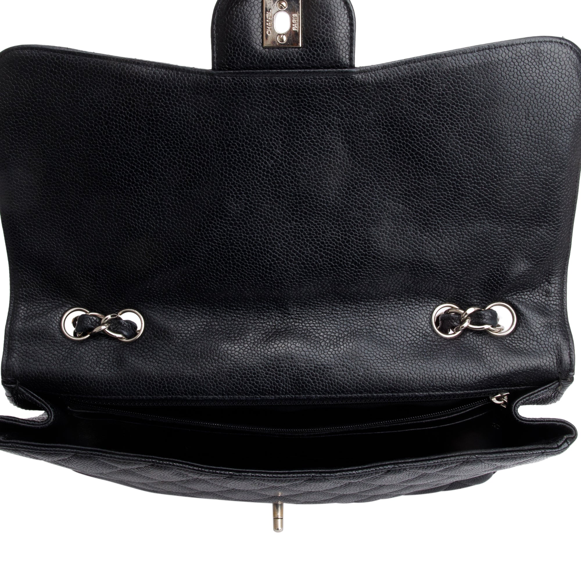 Chanel Black Caviar Classic Jumbo Single Flap Bag w/ Authenticity Card