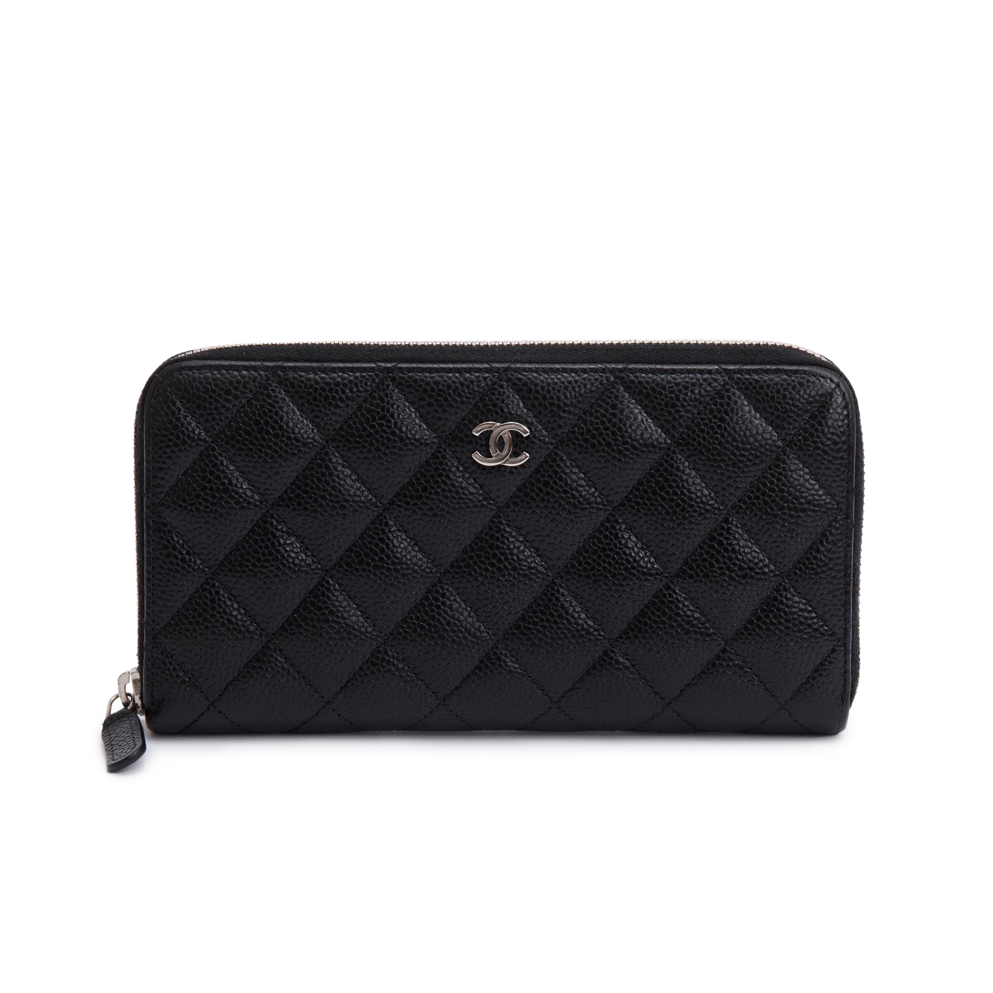 Chanel Black Caviar Classic Large Gusset Zip Around Wallet w/ Box, Receipt & Authenticity Card