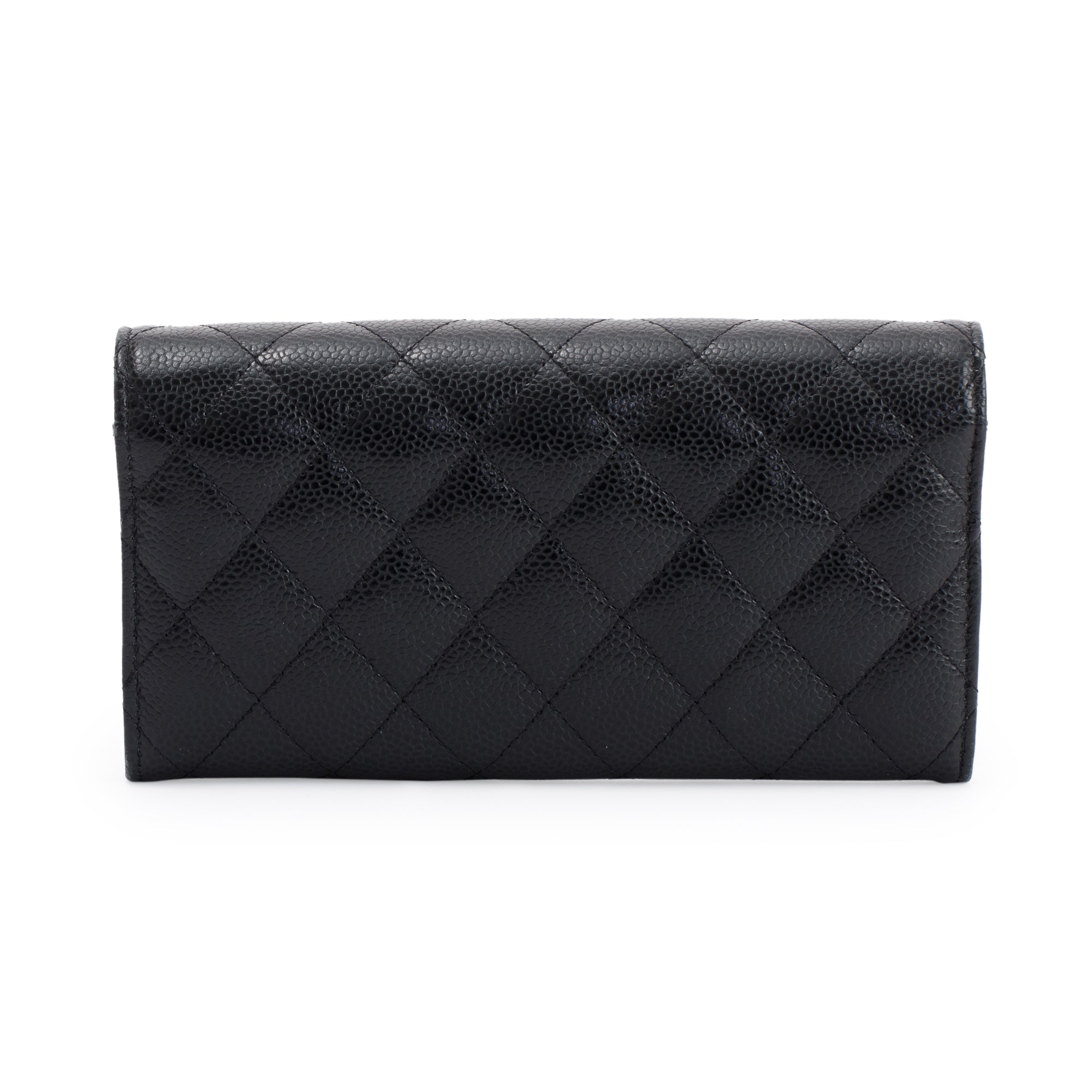 Chanel Black Caviar Classic Long Flap Wallet