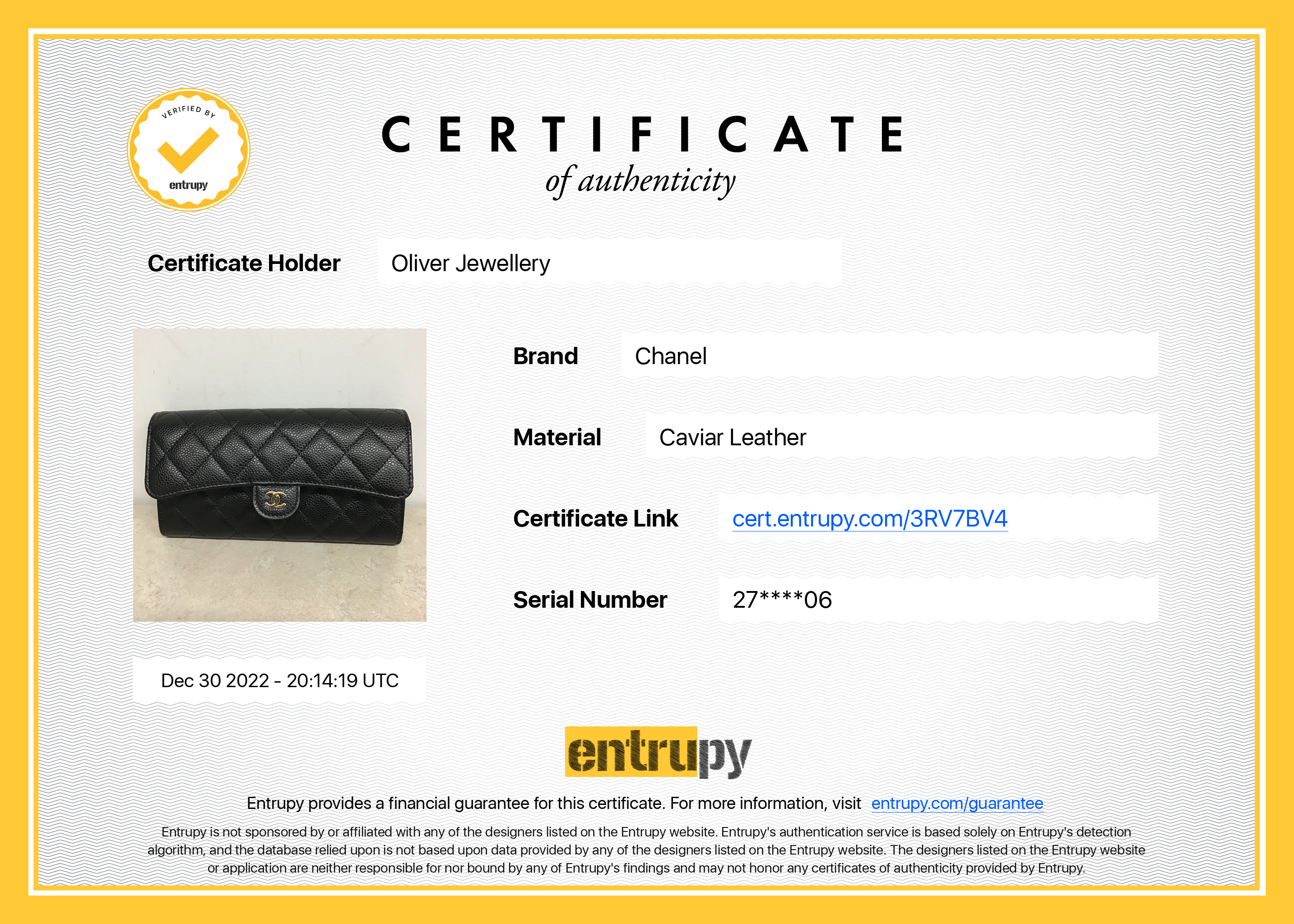 Chanel Black Caviar Classic Long Flap Wallet w/ Box