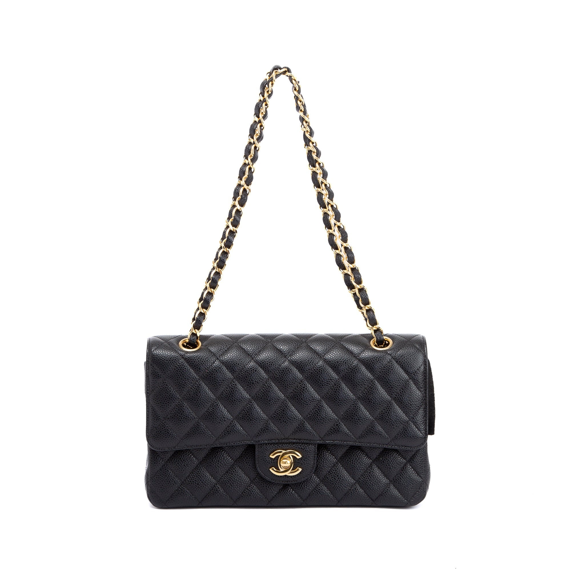 Chanel Black Caviar Classic Medium Double Flap Bag w/ Box