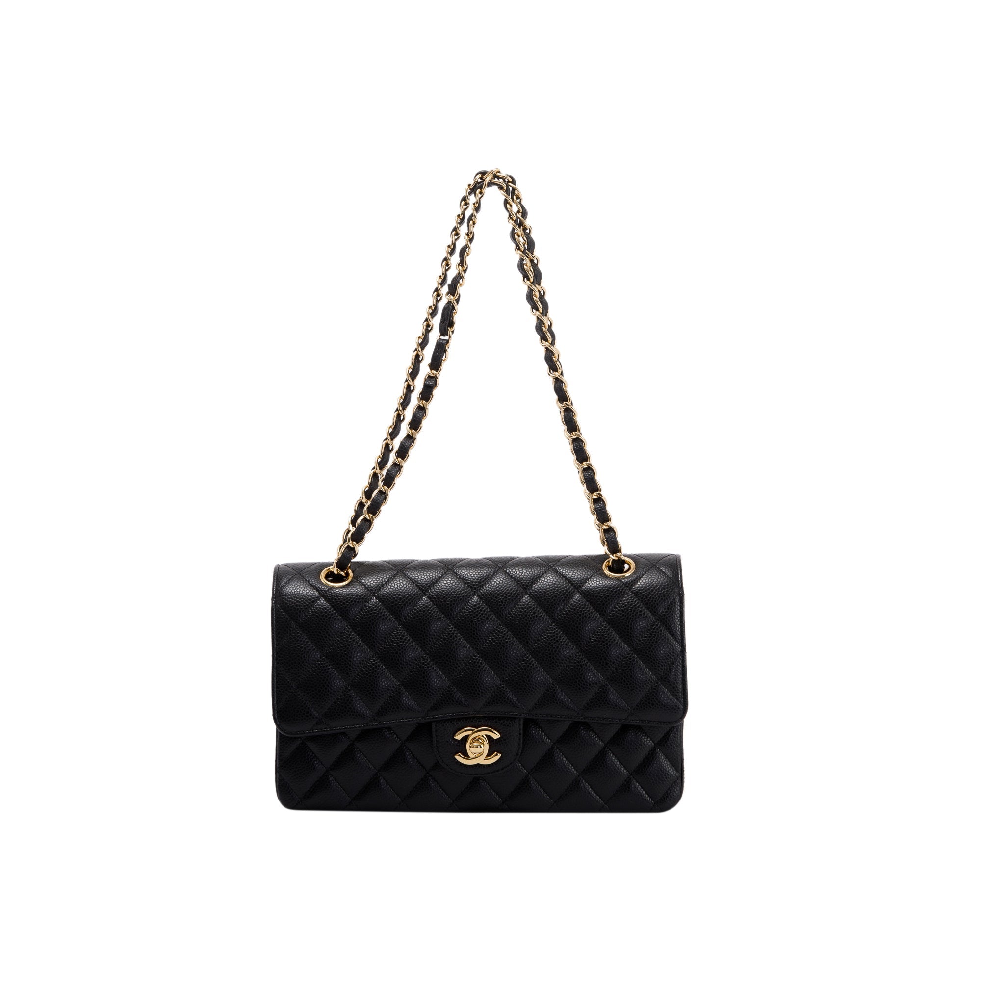 Chanel Black Caviar Classic Medium Double Flap Bag w/ Box