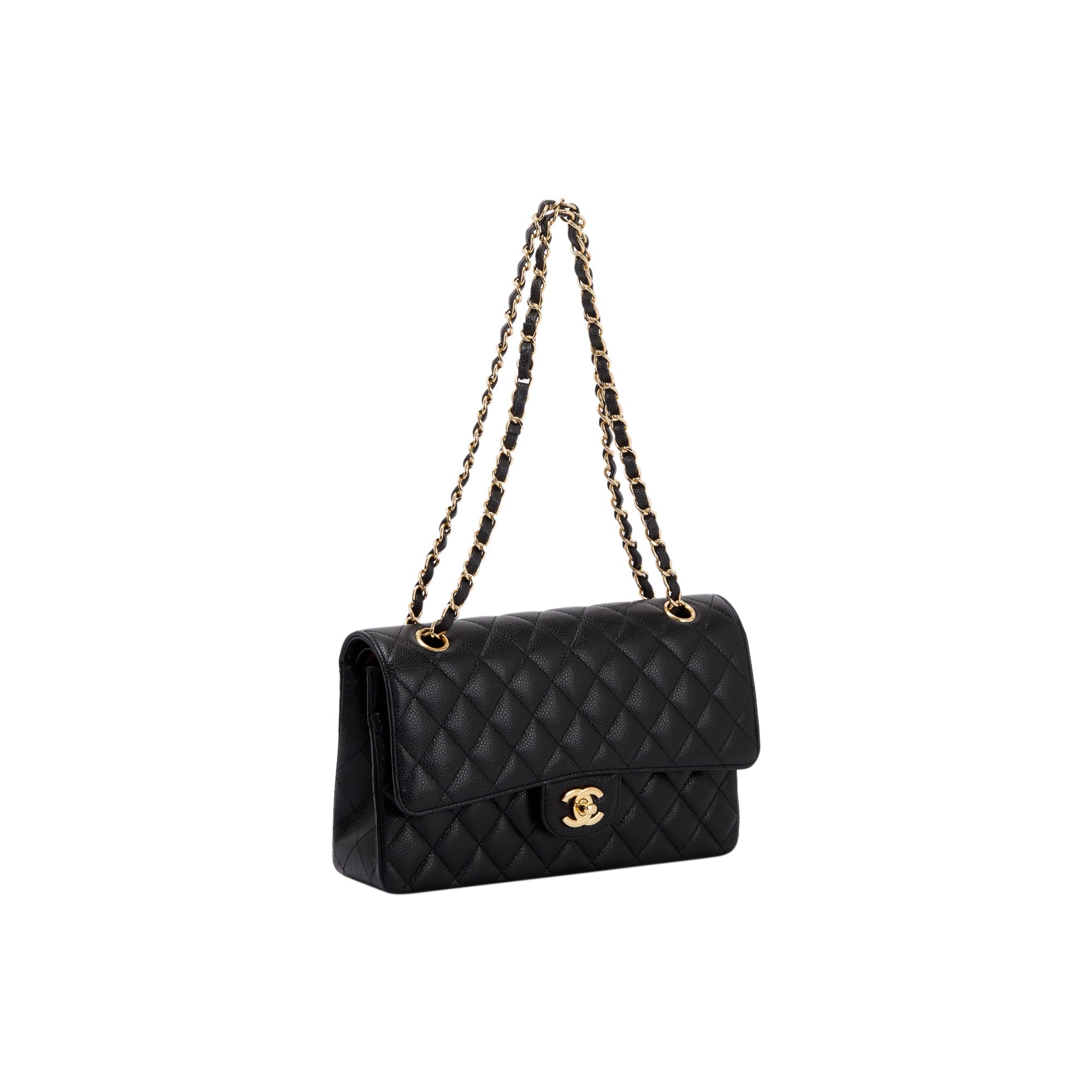 Chanel Black Caviar Classic Medium Double Flap Bag w/ Box