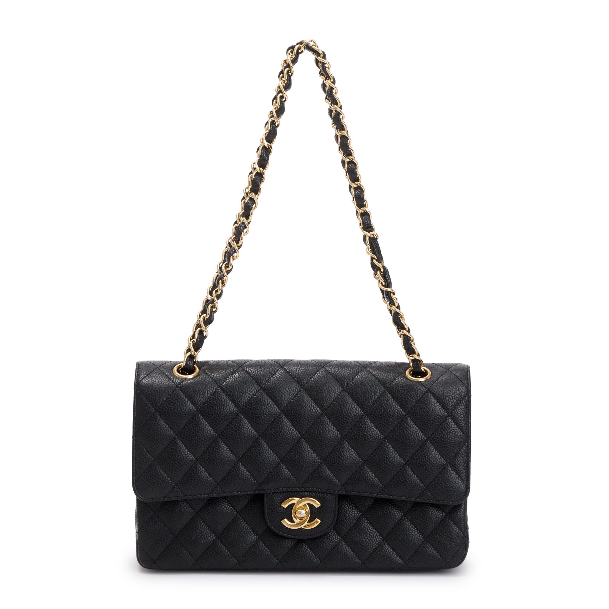 Chanel Black Caviar Classic Medium Double Flap Bag w/ Box & Authenticity Card