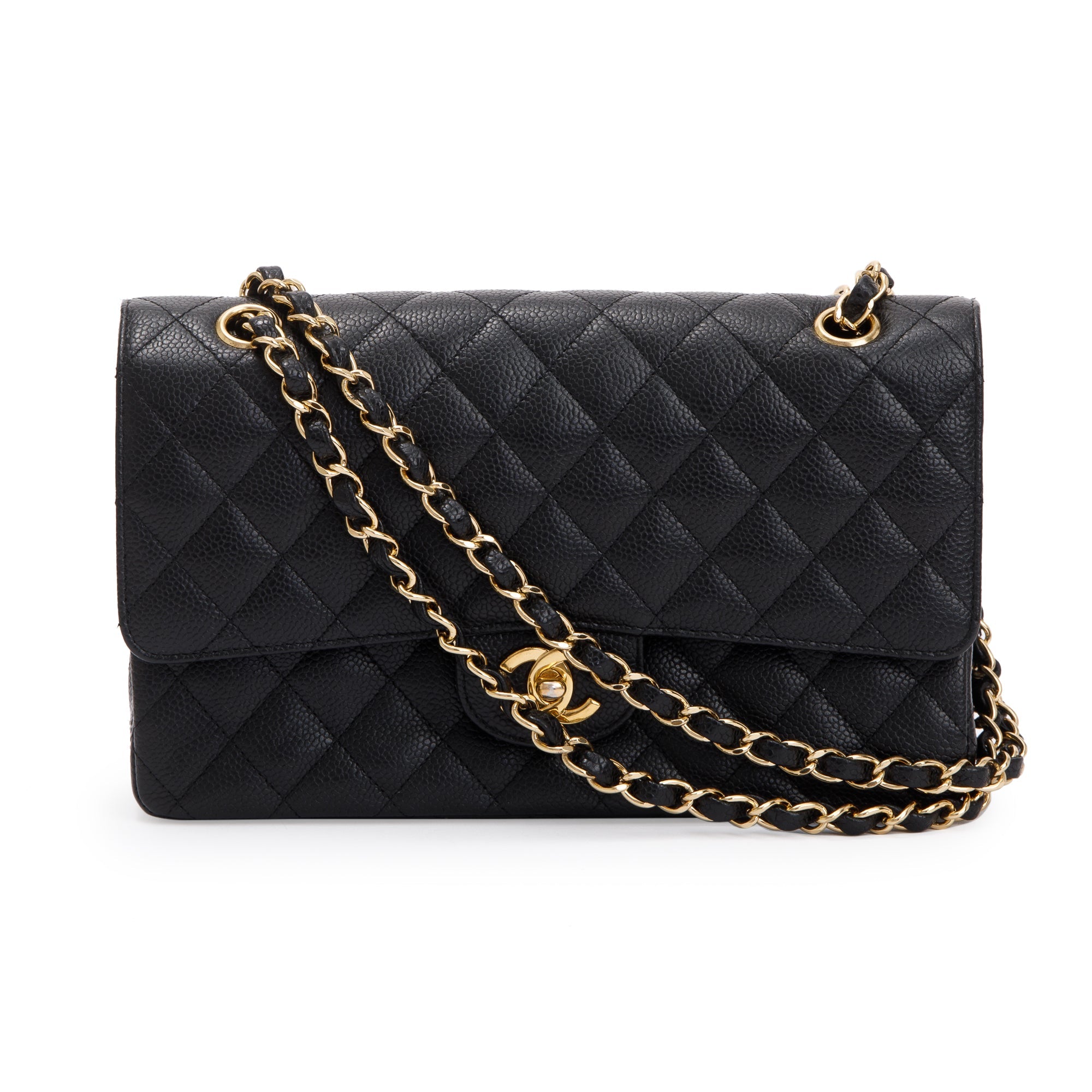 Chanel Black Caviar Classic Medium Double Flap Bag w/ Box & Authenticity Card