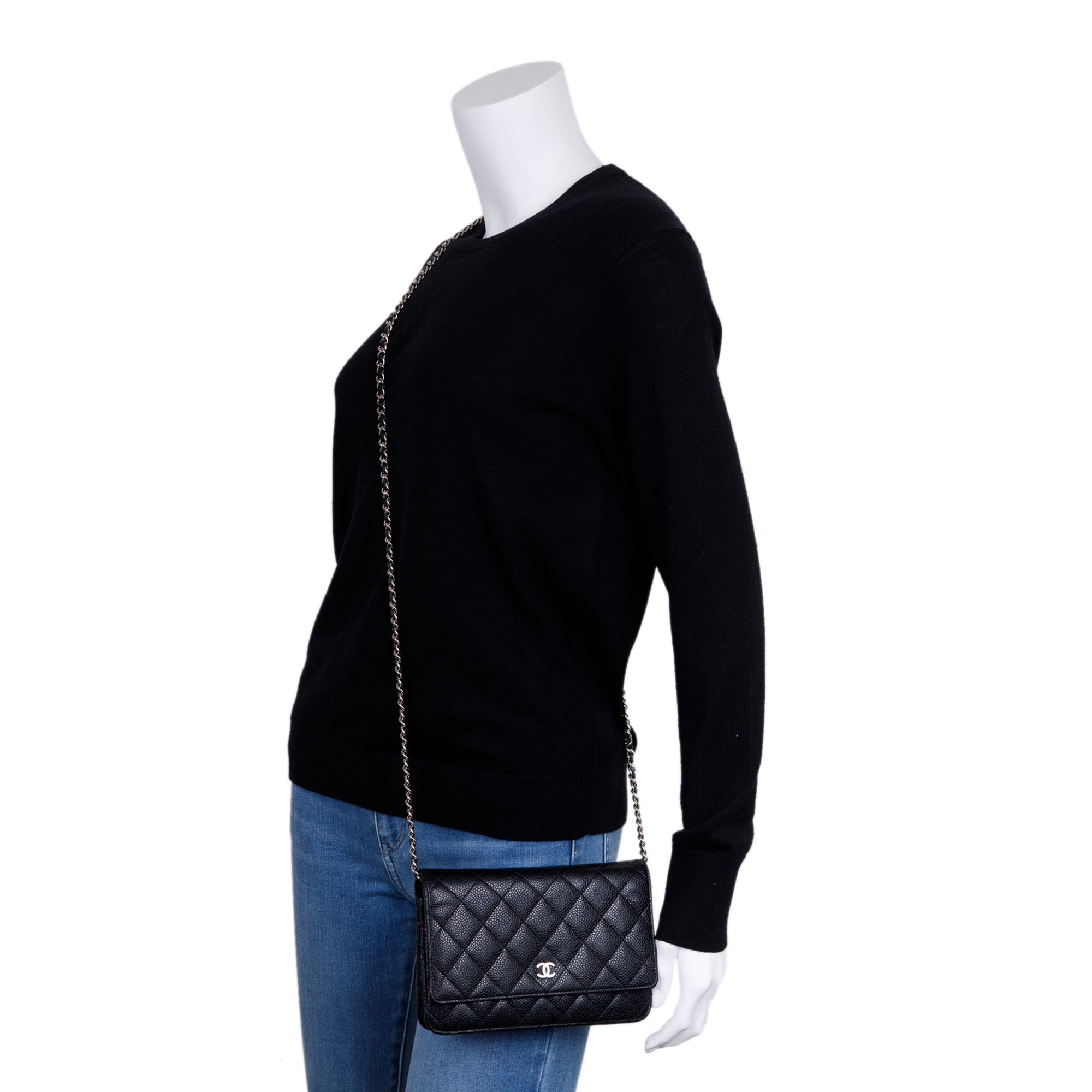 Chanel Black Caviar Classic Wallet on Chain