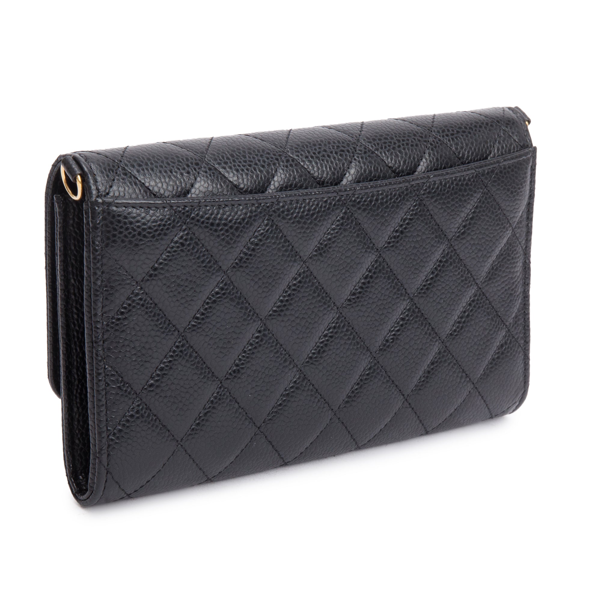 Chanel Black Caviar Detachable Chain Clutch Bag w/ Box