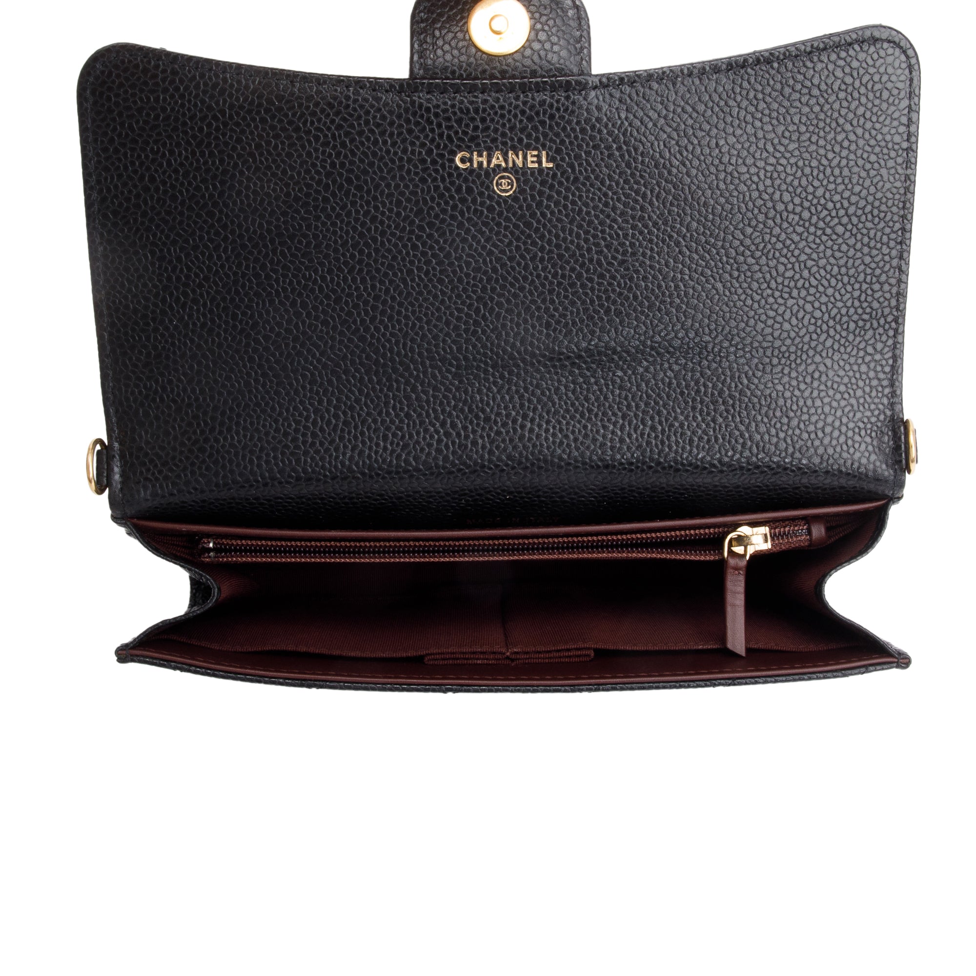 Chanel Black Caviar Detachable Chain Clutch Bag w/ Box