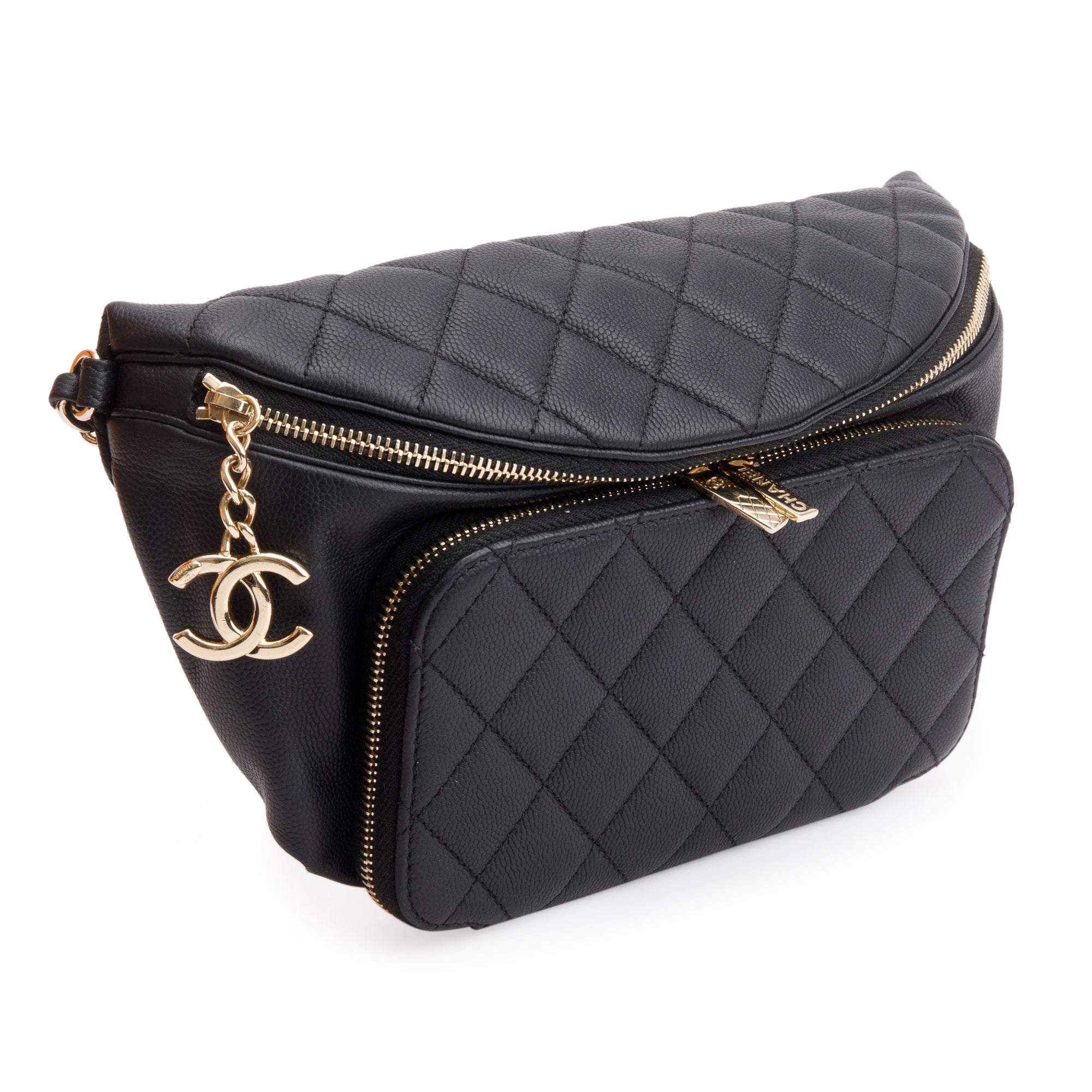 Chanel Black Caviar Leather Affinity Waist Bag w/ Authenticity Card