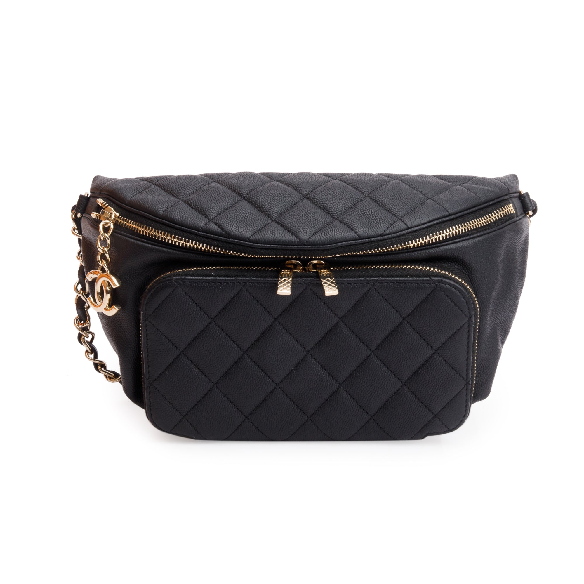 Chanel Black Caviar Leather Affinity Waist Bag w/ Authenticity Card